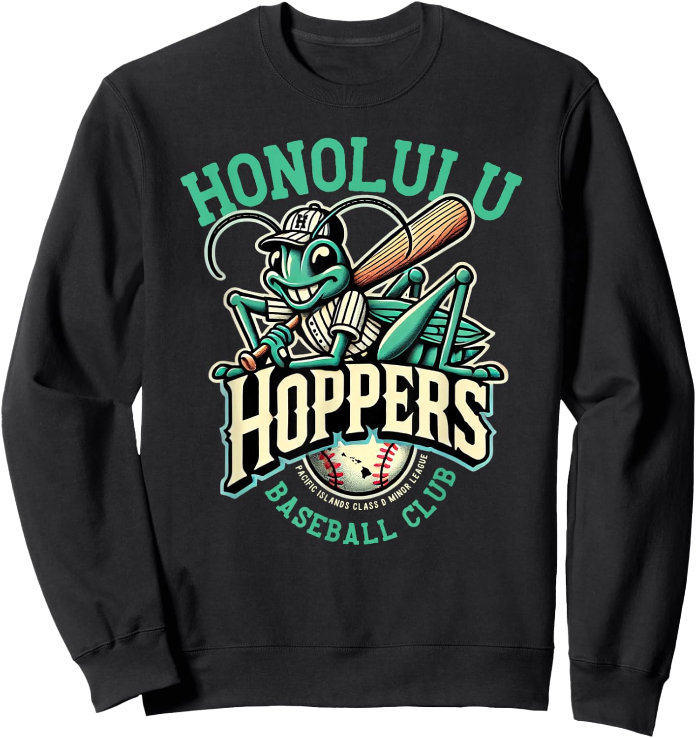 Honolulu Hoppers Retro Minor League Baseball Team Sweatshirt - Sweatshirt | Black