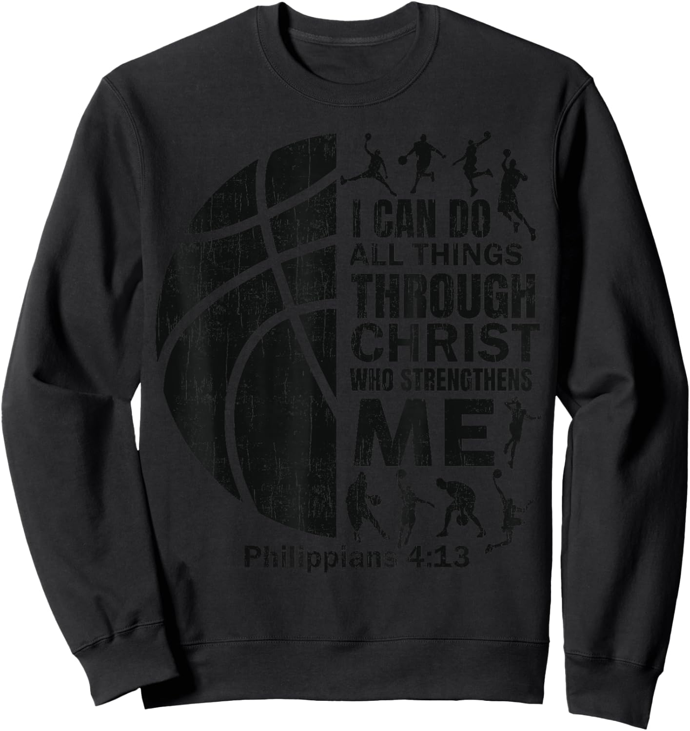 Basketball-Shirt Bible Verse Men Boys Kid Christian Christ Sweatshirt - Sweatshirt | Black