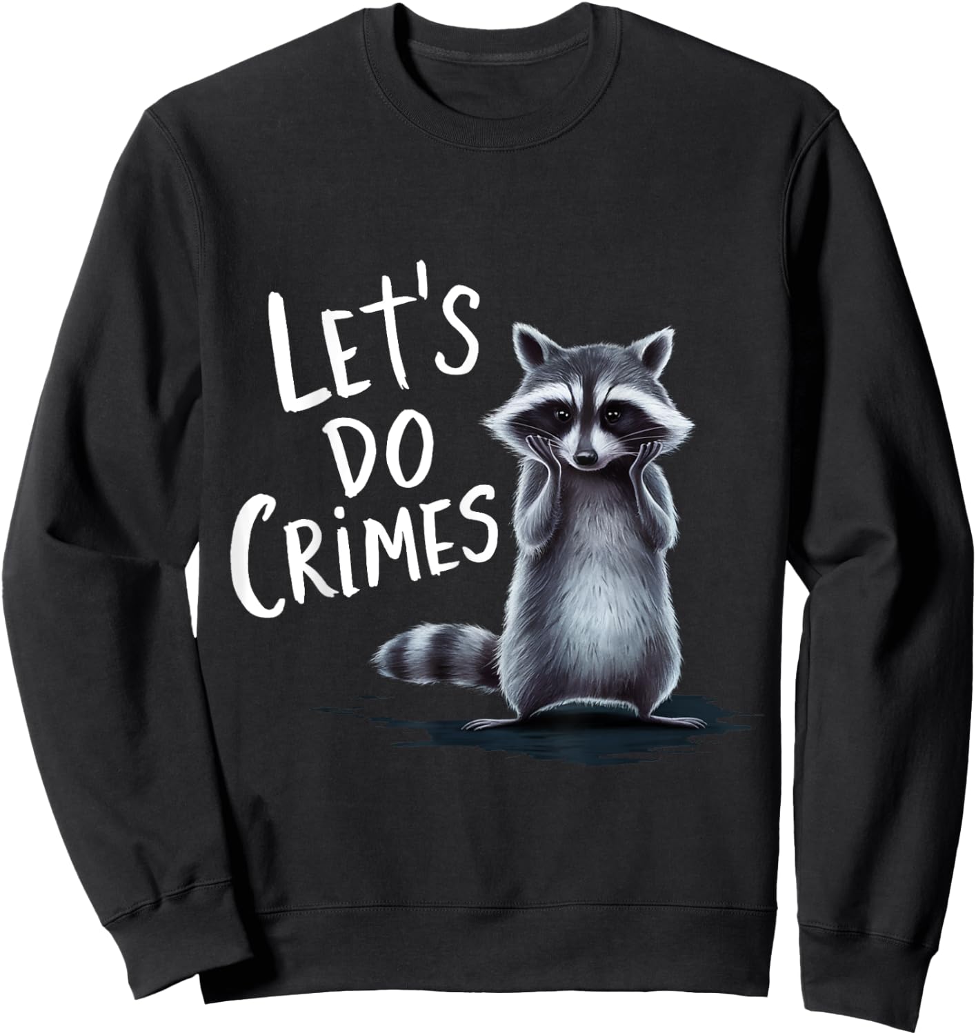 Raccoon Trash Funny Raccoon Let's Do Crimes Cute Animals Sweatshirt - Sweatshirt | Black