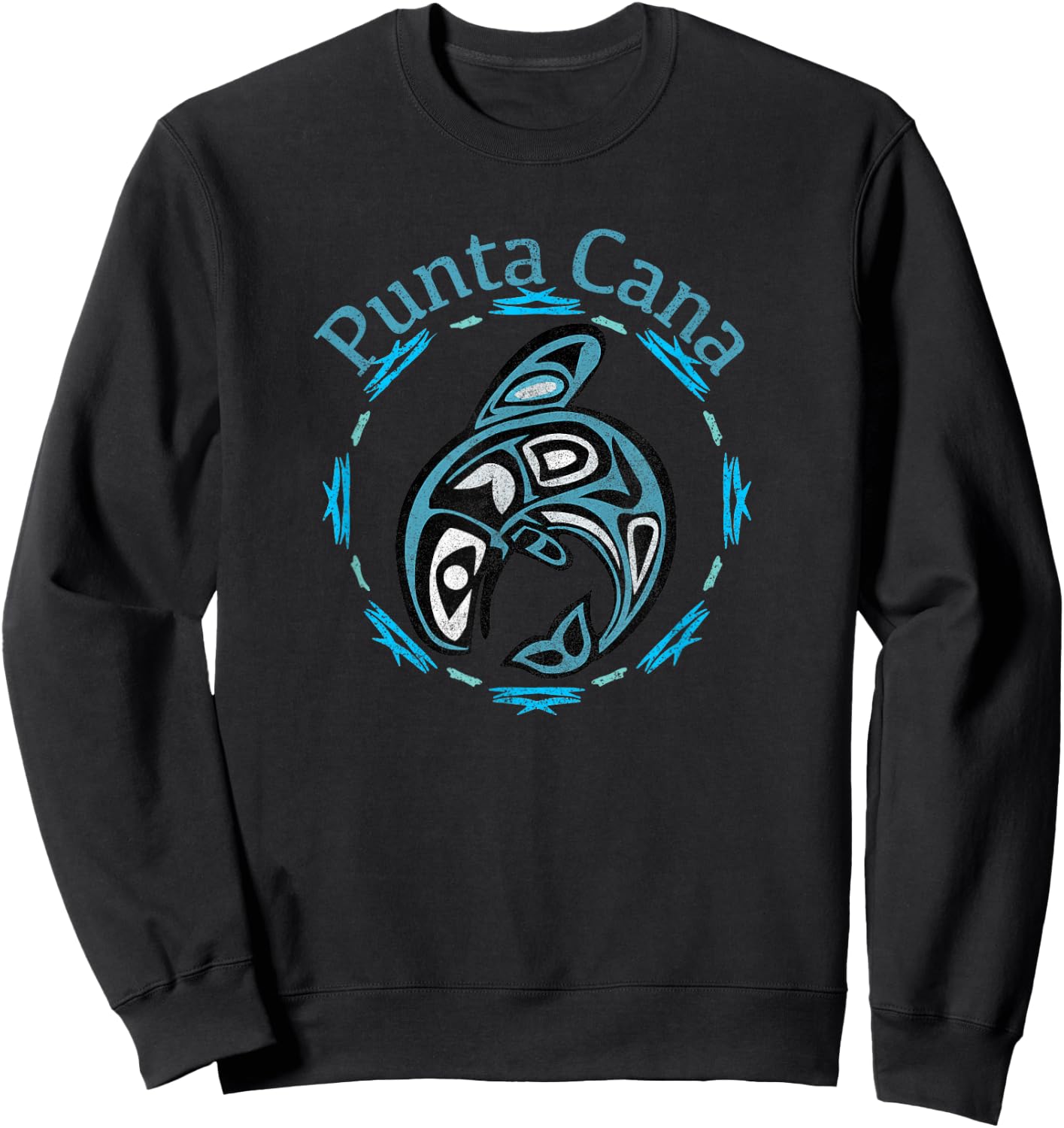 Punta Cana Vintage Tribal Fish Gift Sweatshirt - Sweatshirt | Black