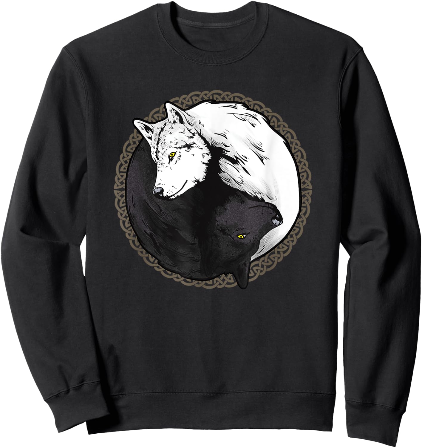 Wolf Shirts, Yin Yang Wolves Animal Gift Sweatshirt - Sweatshirt | Black