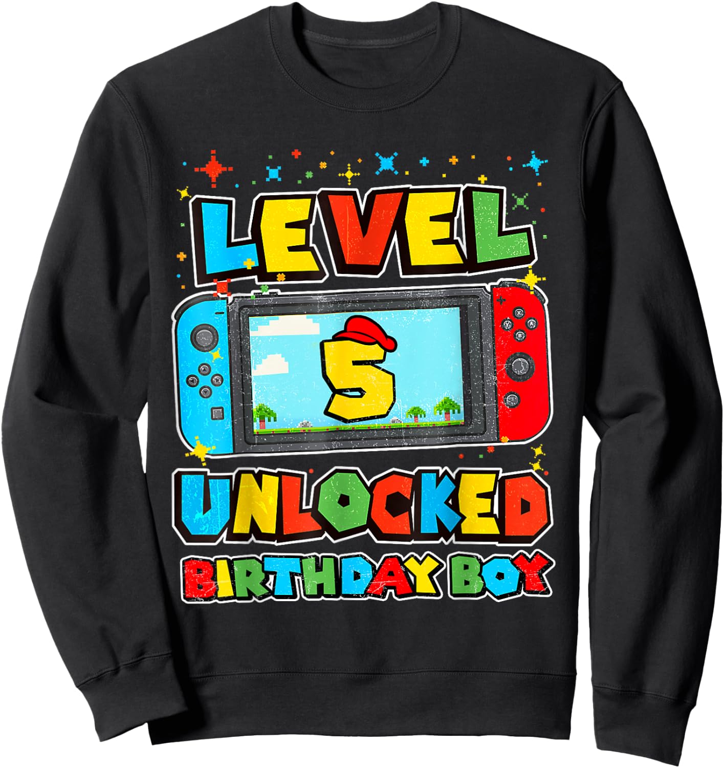 Level 5 Unlocked Birthday Boy Happy 5th Birthday Videos Game Sweatshirt - Sweatshirt | Black