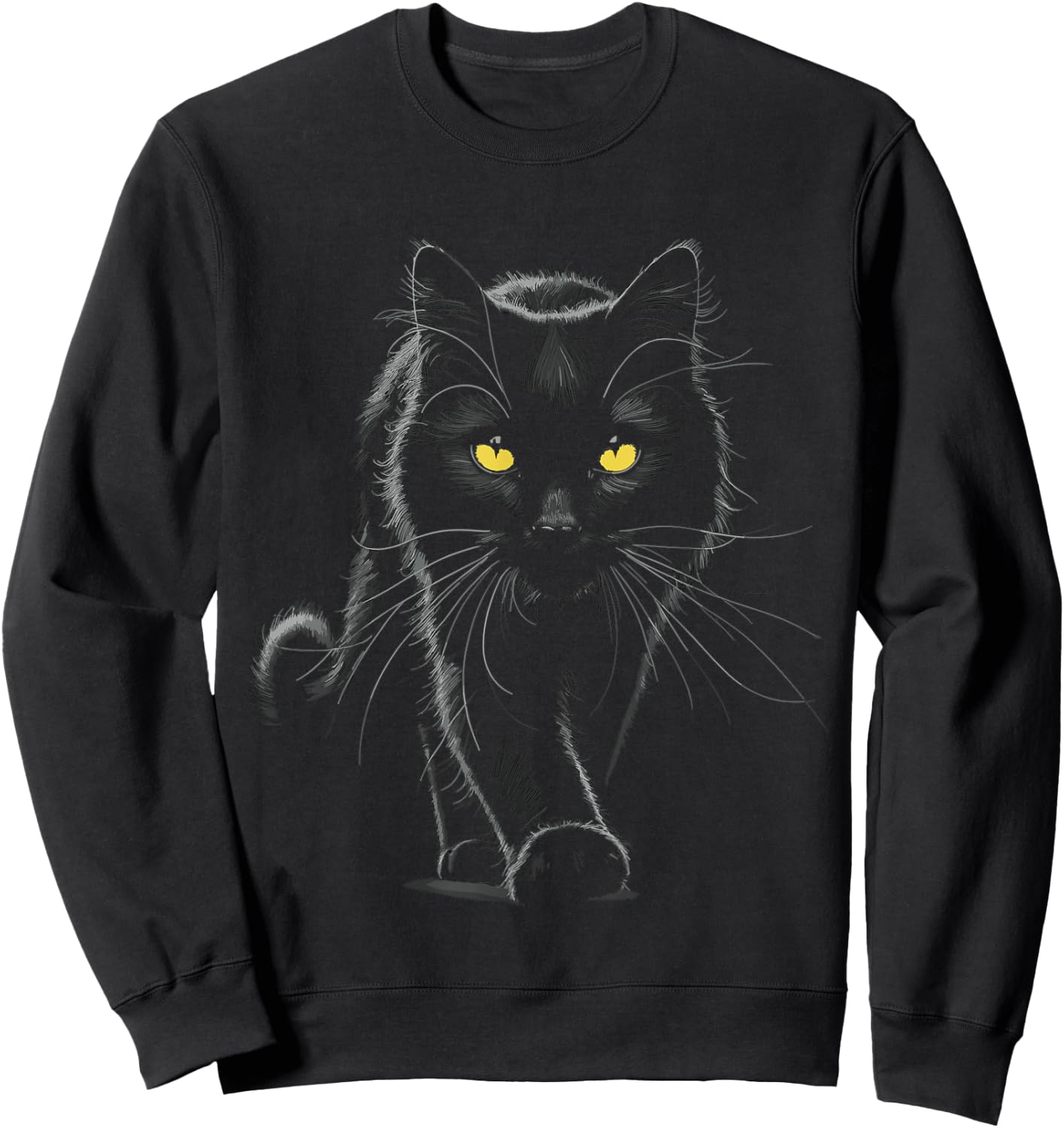Black Cat Yellow Eyes Cats Sweatshirt - Sweatshirt | Black