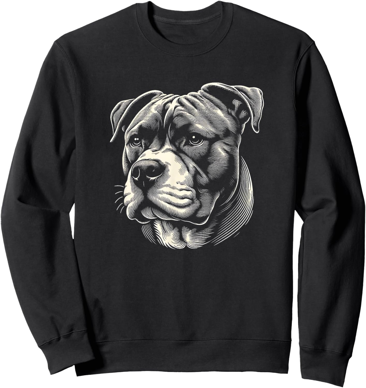 Pitbull Dog Face Art Design And Men Sweatshirt - Sweatshirt | Black