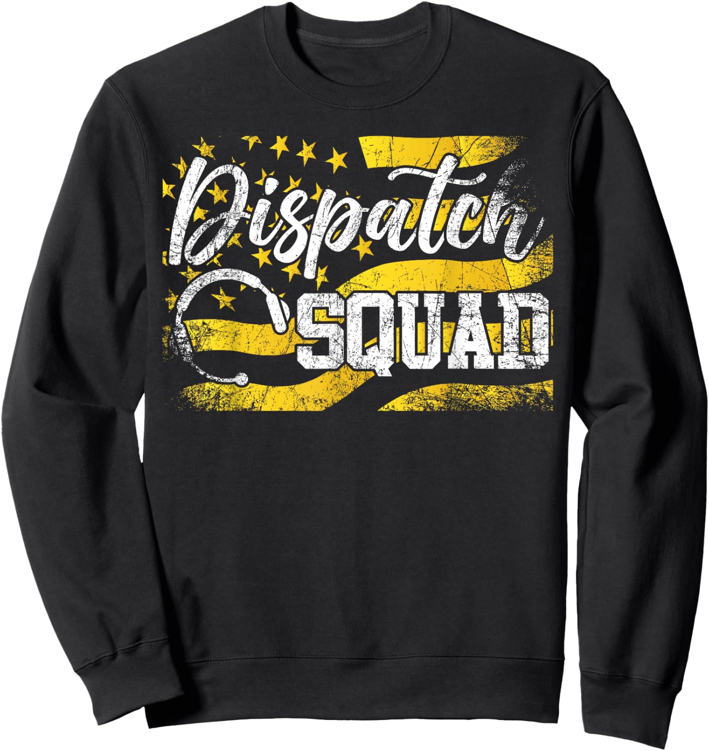 911 Dispatcher Thin Gold Yellow Line American Flag Dispatch Sweatshirt - Sweatshirt | Black