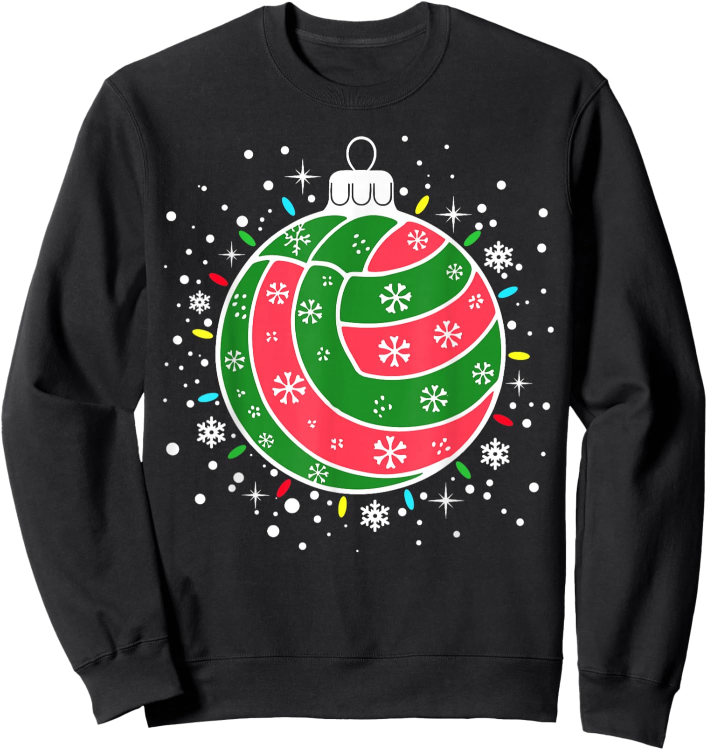 Volleyball Player Xmas Lights Sport Volleyball Christmas Sweatshirt - Sweatshirt | Black