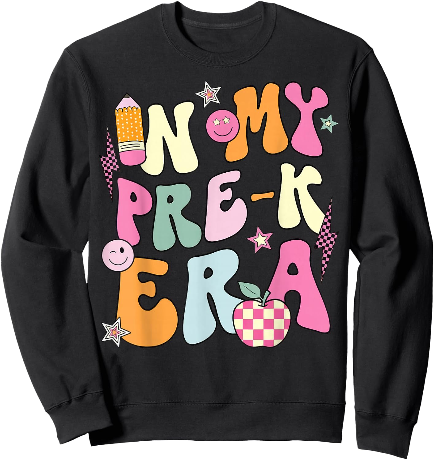 In My Pre K Era Retro Teacher Back To School Sweatshirt - Sweatshirt | Black