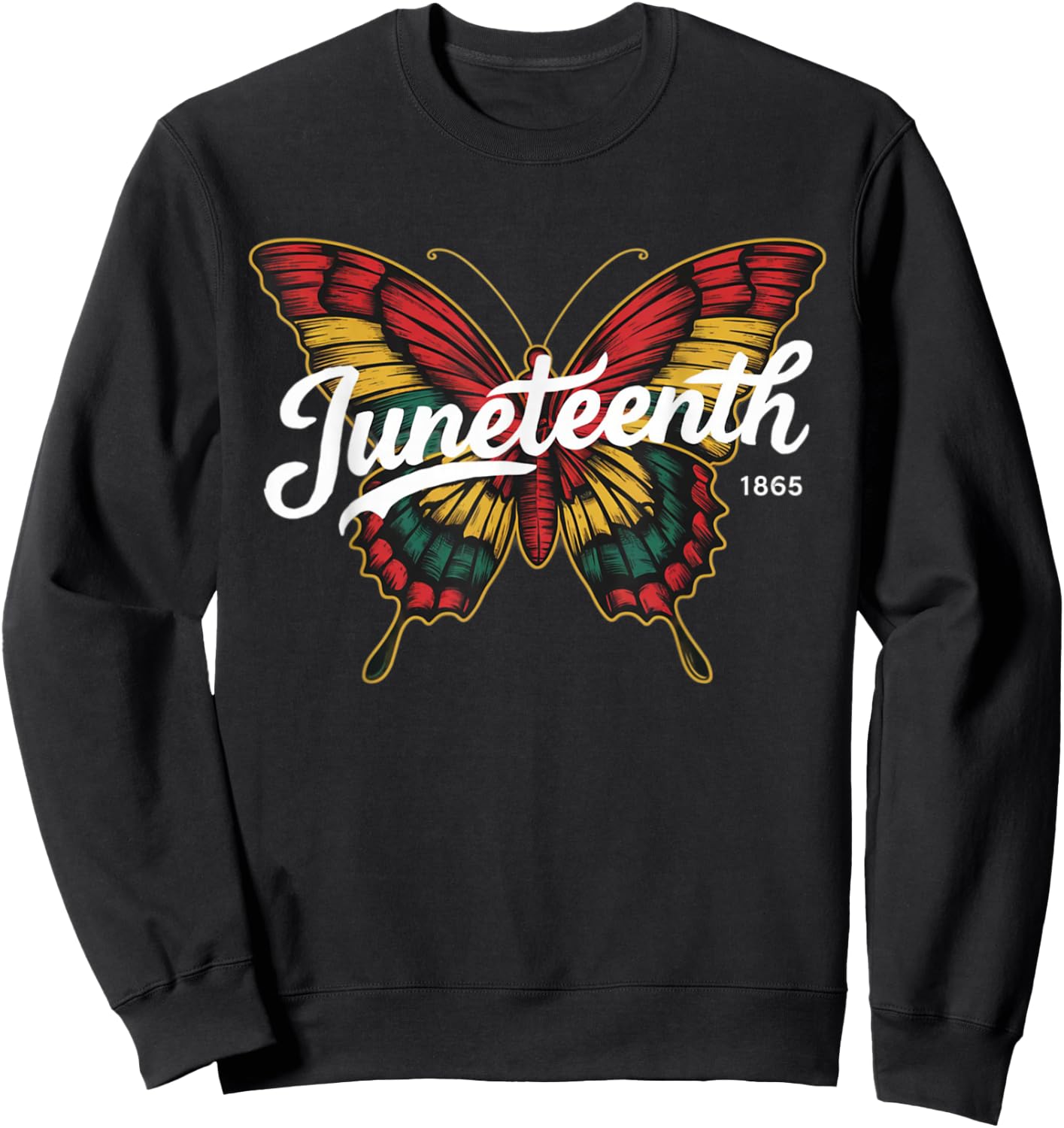 Juneteenth 1865 Butterfly Women Black Girl Sweatshirt - Sweatshirt | Black