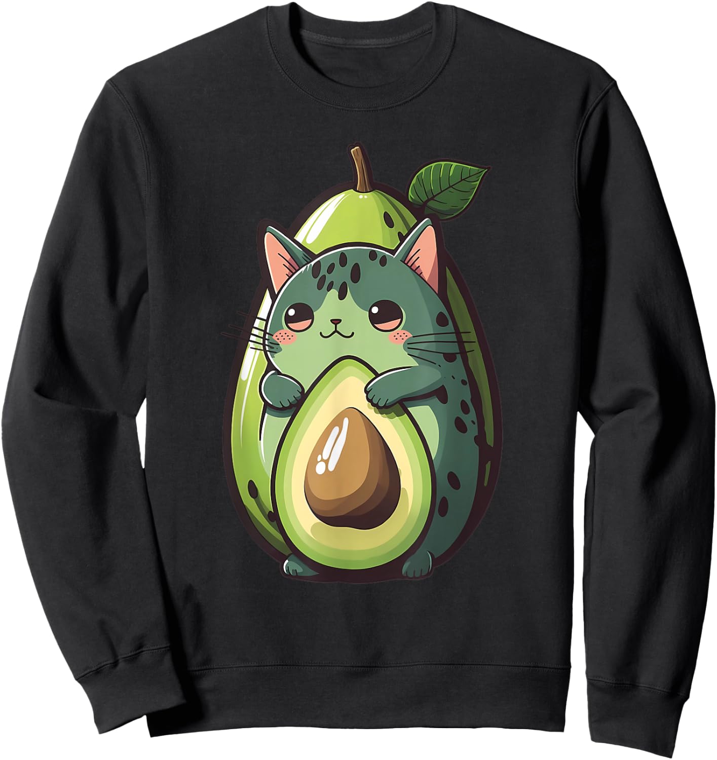 Anime Avocato Funny Cat Avocado Lover Avogato Vegans Kawaii Sweatshirt - Sweatshirt | Black