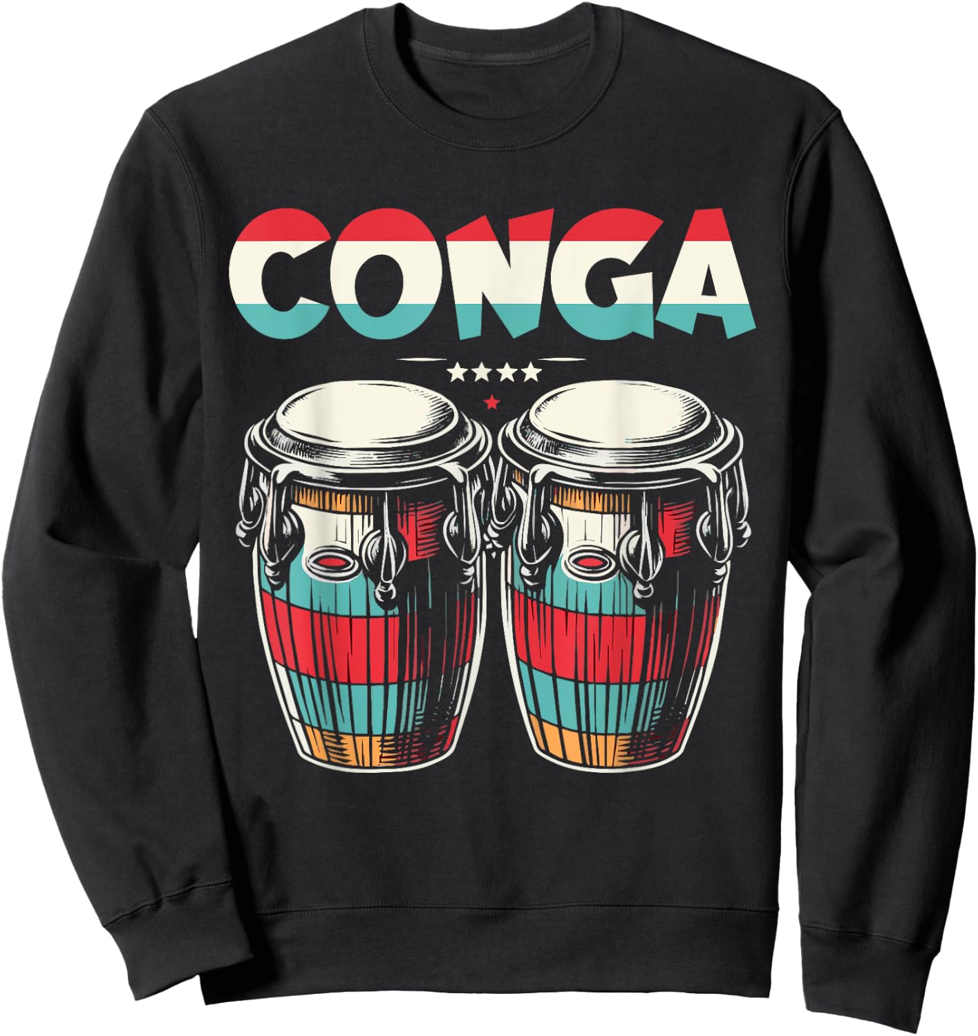 Conga Retro Style Colorful Conga Drums Sweatshirt - Sweatshirt | Black