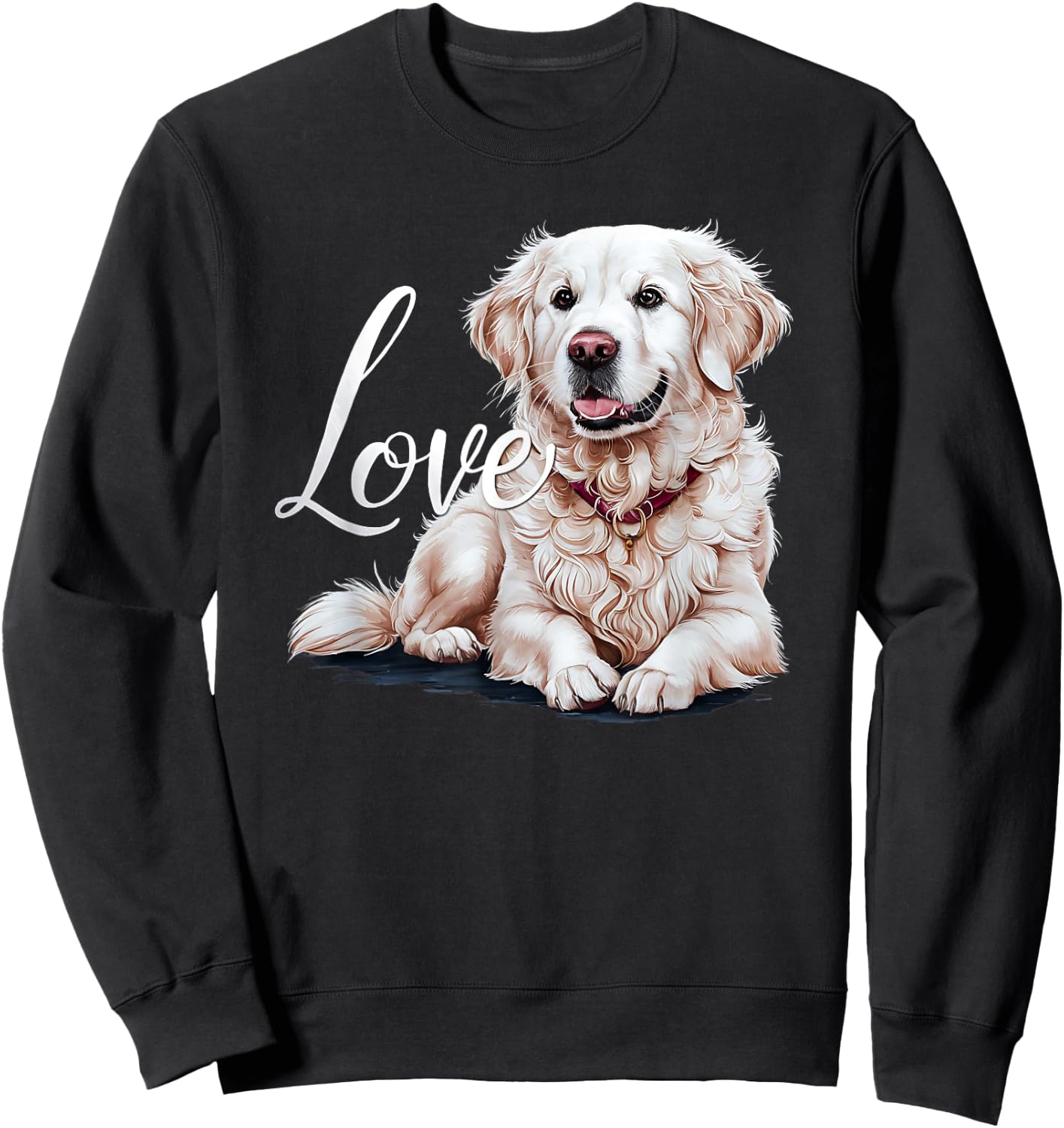 Love White English Cream Golden Retriever Mom Dad Dog Puppy Men Women Girls Kids Sweatshirt - Sweatshirt | Black