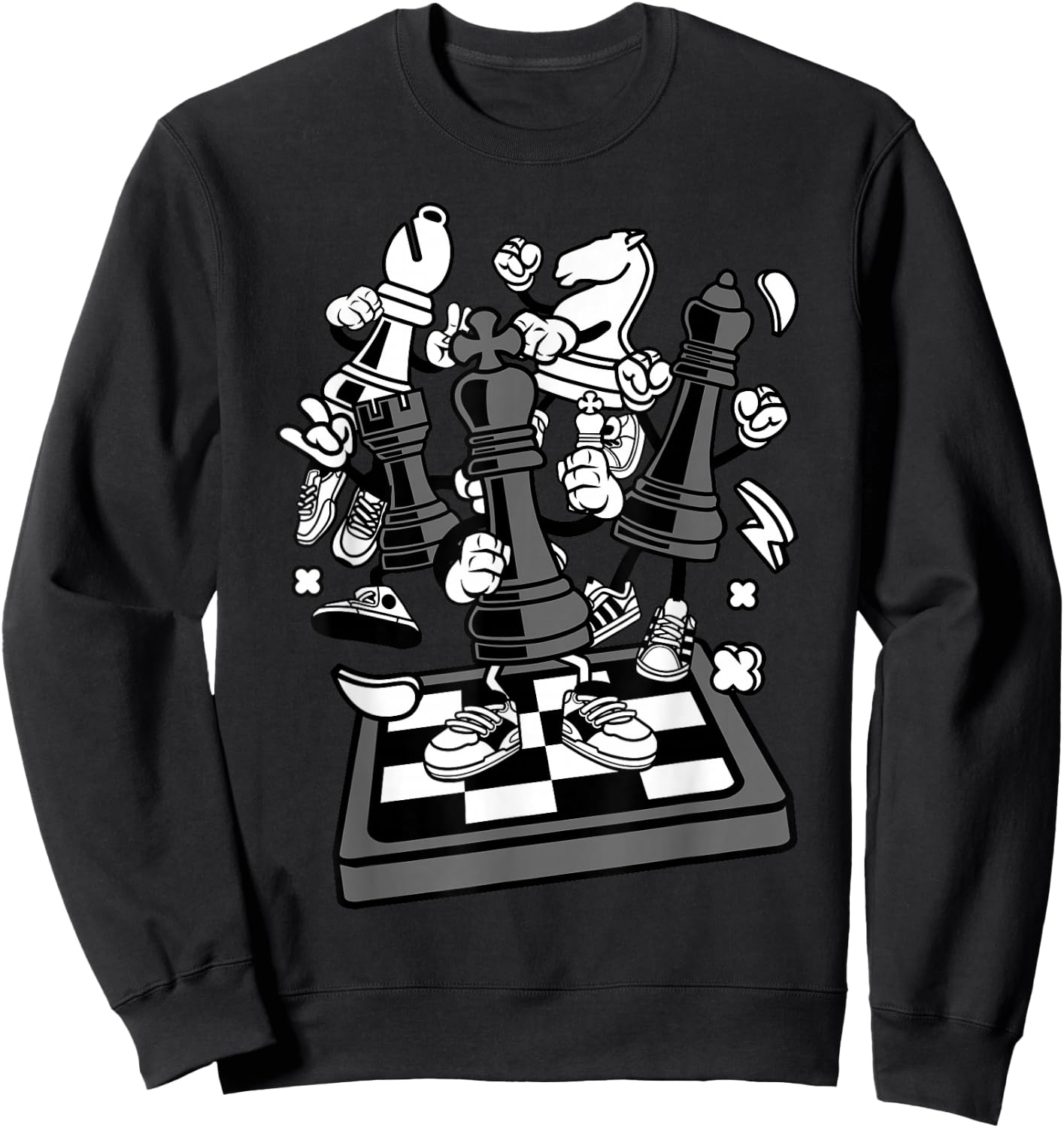 Comic Figure | Chess Player Chess Board Sweatshirt - Sweatshirt | Black