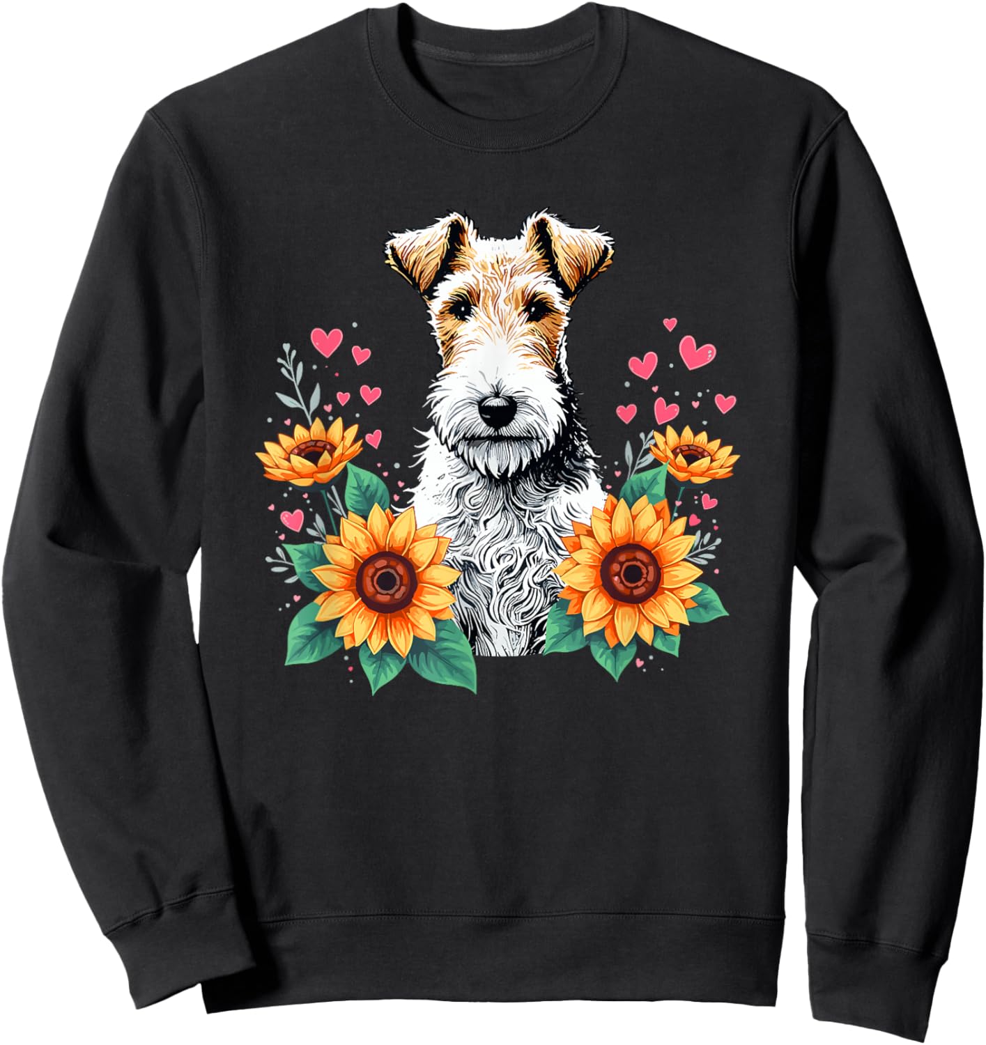 Sunflowers Wire Fox Terrier Sweatshirt - Sweatshirt | Black