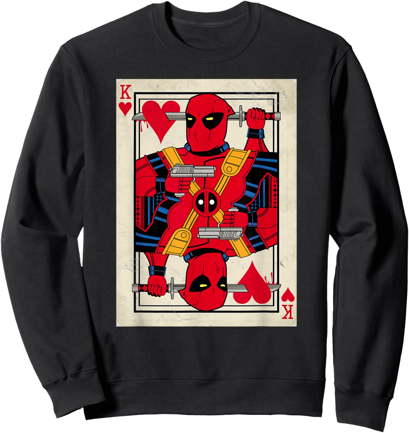 Marvel Deadpool King of Hearts MERC Playing Card Sweatshirt - Sweatshirt | Black