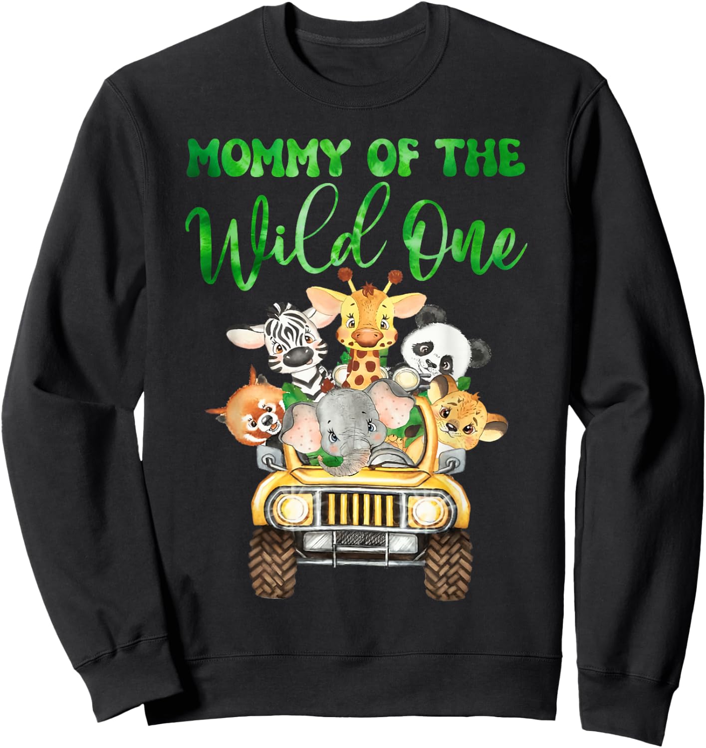Mommy Of The Wild One Birthday 1st Safari Jungle Family Sweatshirt - Sweatshirt | Black