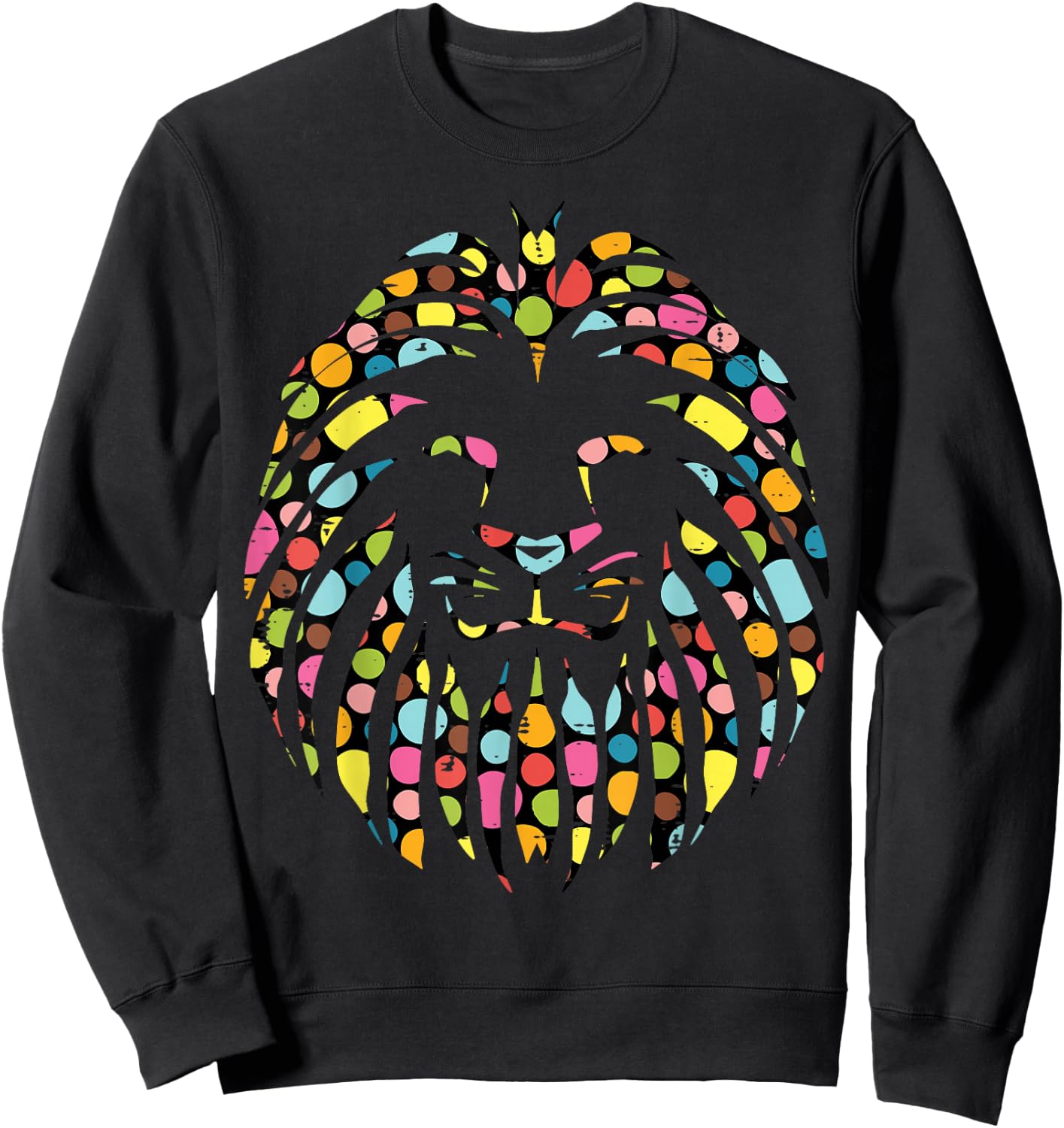 Dot Art Lion Face Polka Dots Men Women Kids Sweatshirt - Sweatshirt | Black