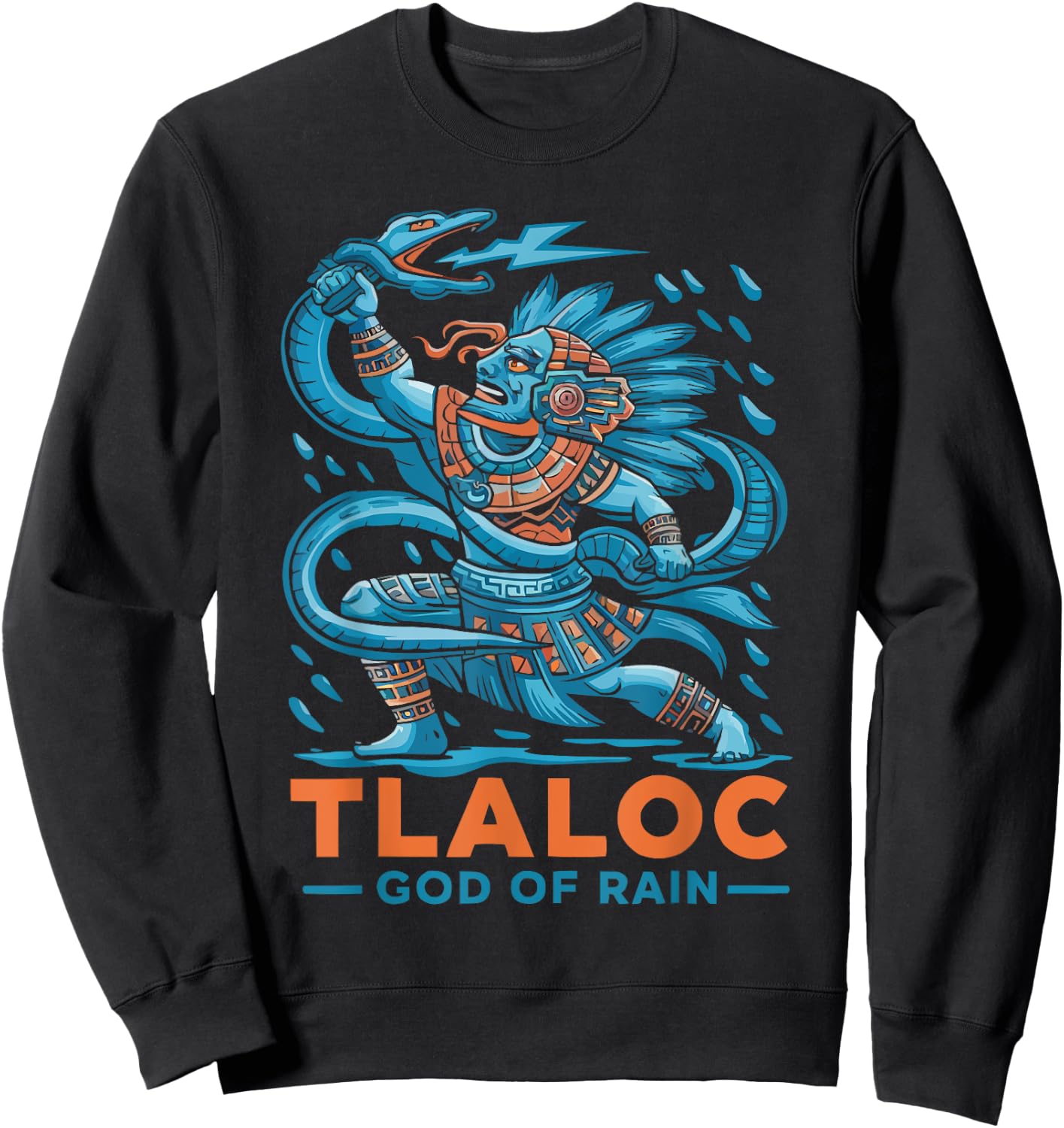 Aztec God Aztec Culture Mayan Indigenous Tlaloc Statue Sweatshirt - Sweatshirt | Black