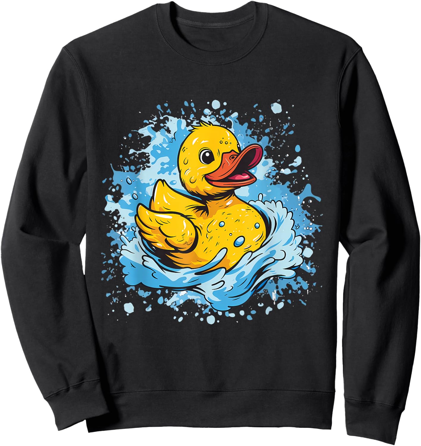 Rubber Duck Watercolor Swim Rubber Duckie Rubber Duckling Sweatshirt - Sweatshirt | Black