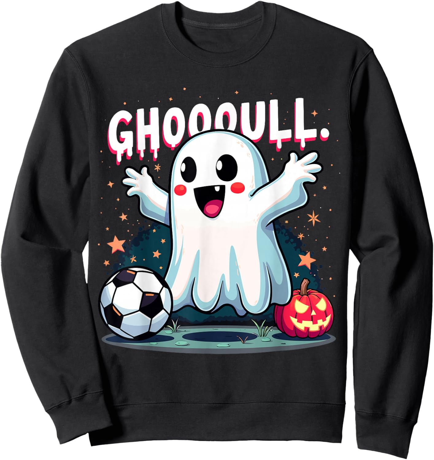 Ghoooal Soccer Ghost Halloween Funny Soccer Halloween Sweatshirt - Sweatshirt | Black