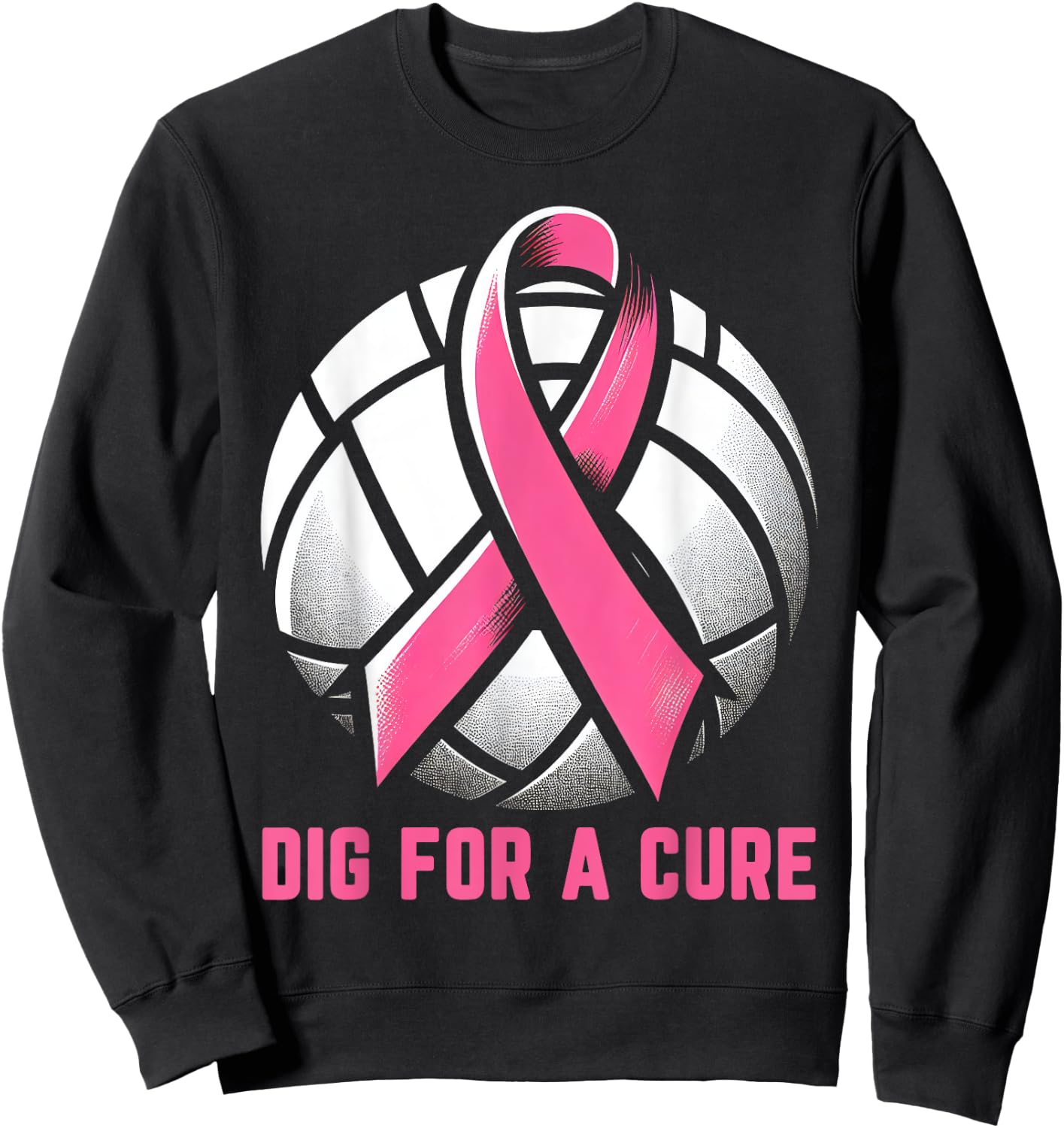 Dig For A Cure Breast Cancer Awareness Volleyball Pink Out Sweatshirt - Sweatshirt | Black