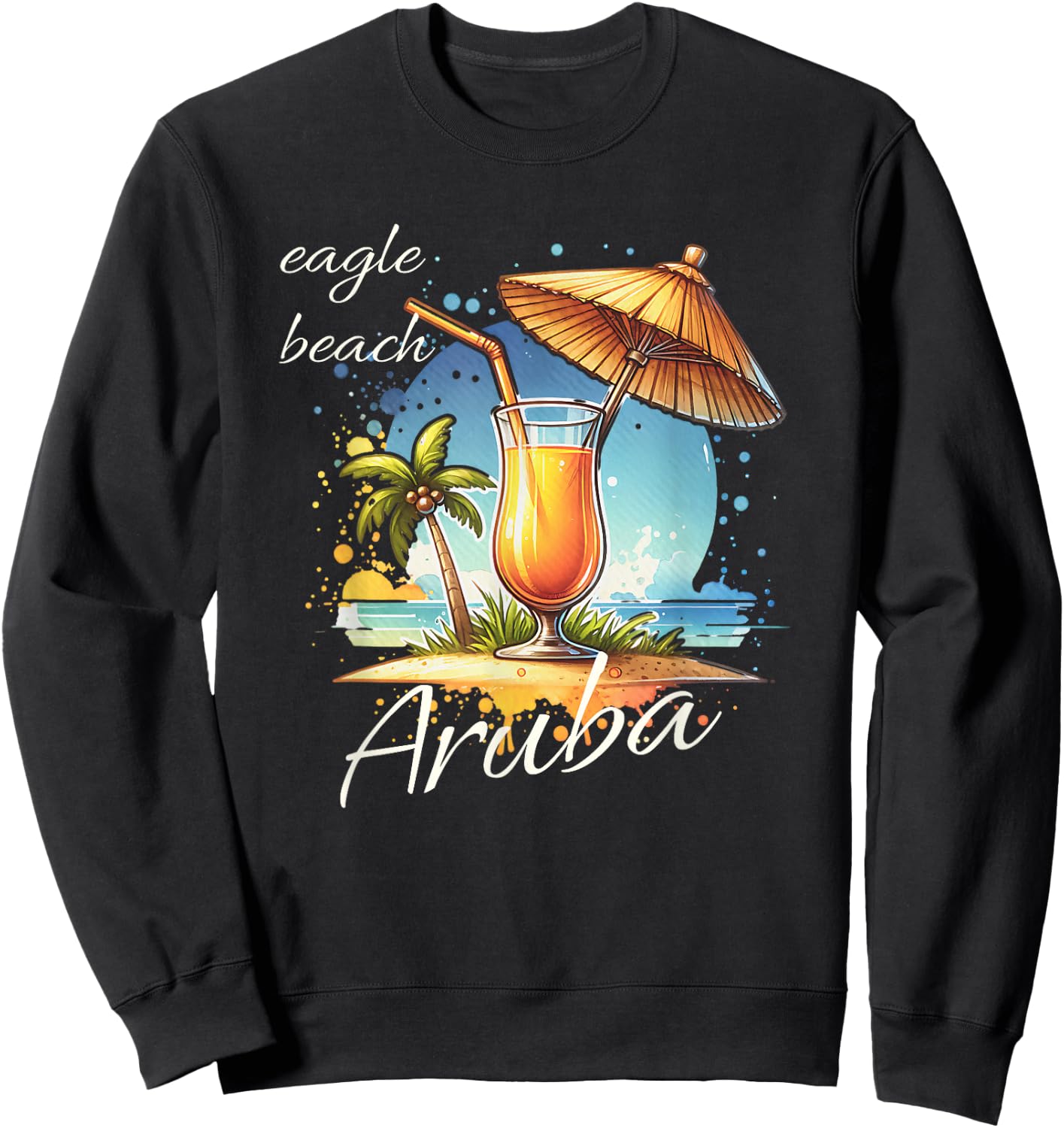 Eagle Beach Aruba Great Travel Vacation Gift Design Women Kids Sweatshirt - Sweatshirt | Black
