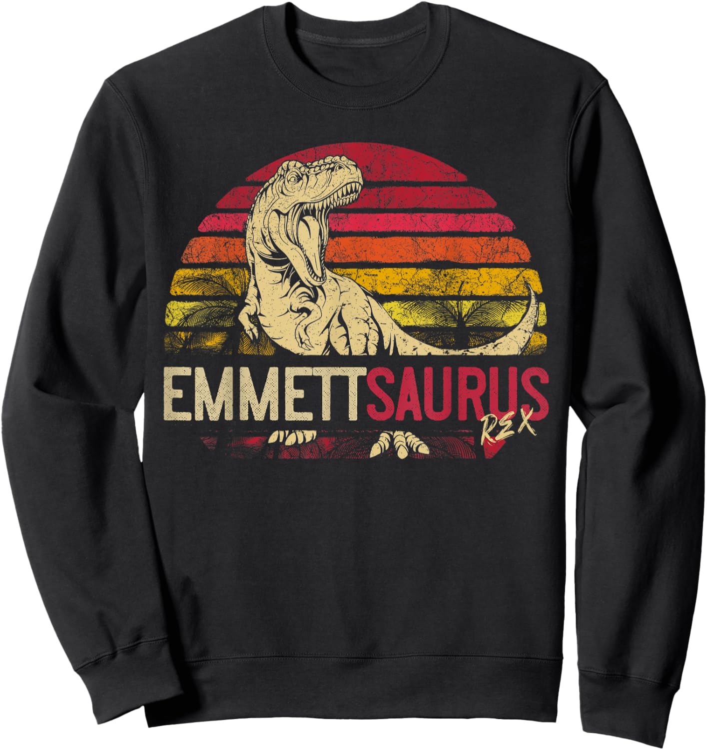 Emmett Saurus Funny Personalized Dinosaur T Rex Name Gift Sweatshirt - Sweatshirt | Black