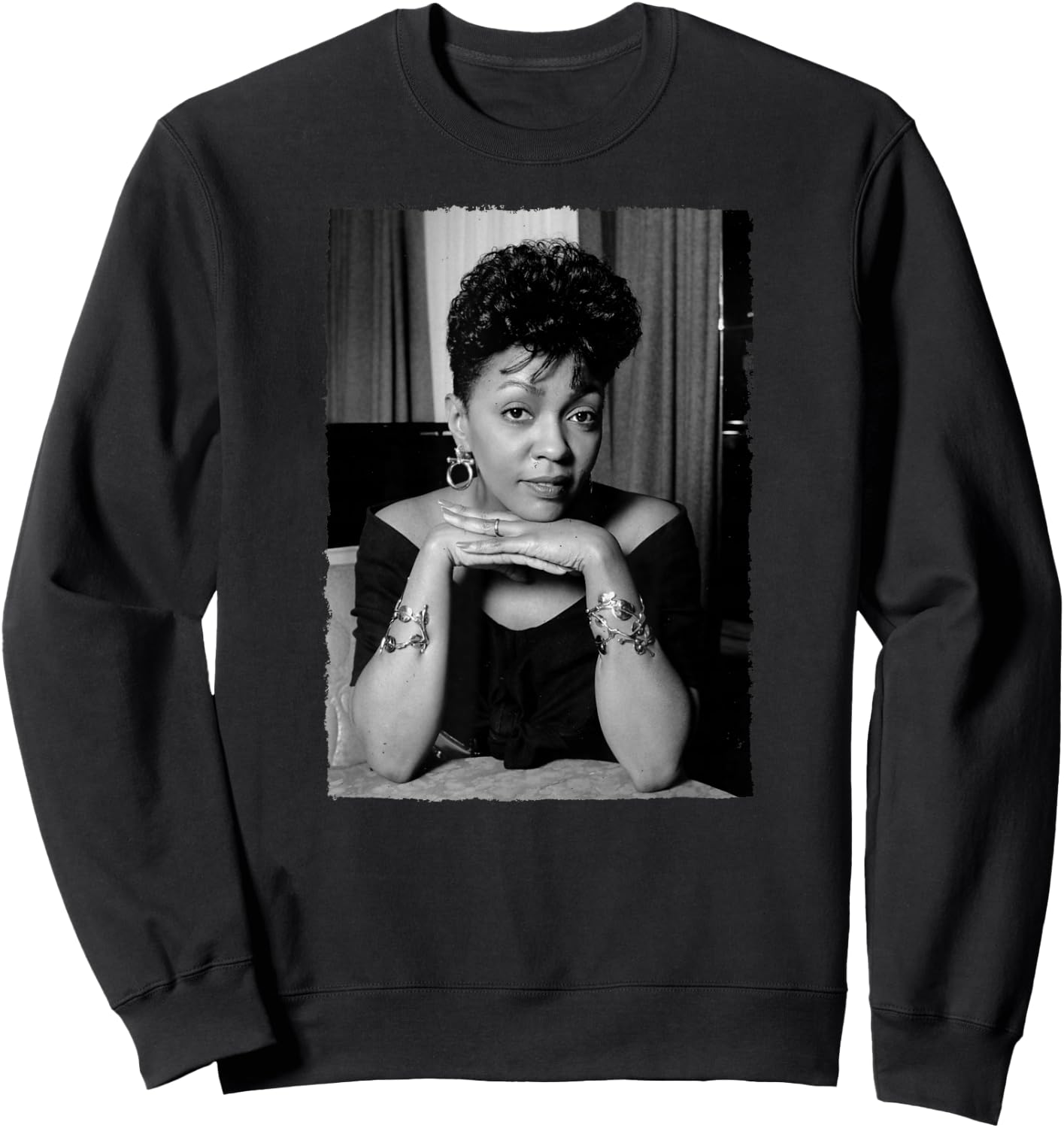 Anita Baker Black And White Portrait By Stephen Wright Sweatshirt - Sweatshirt | Black