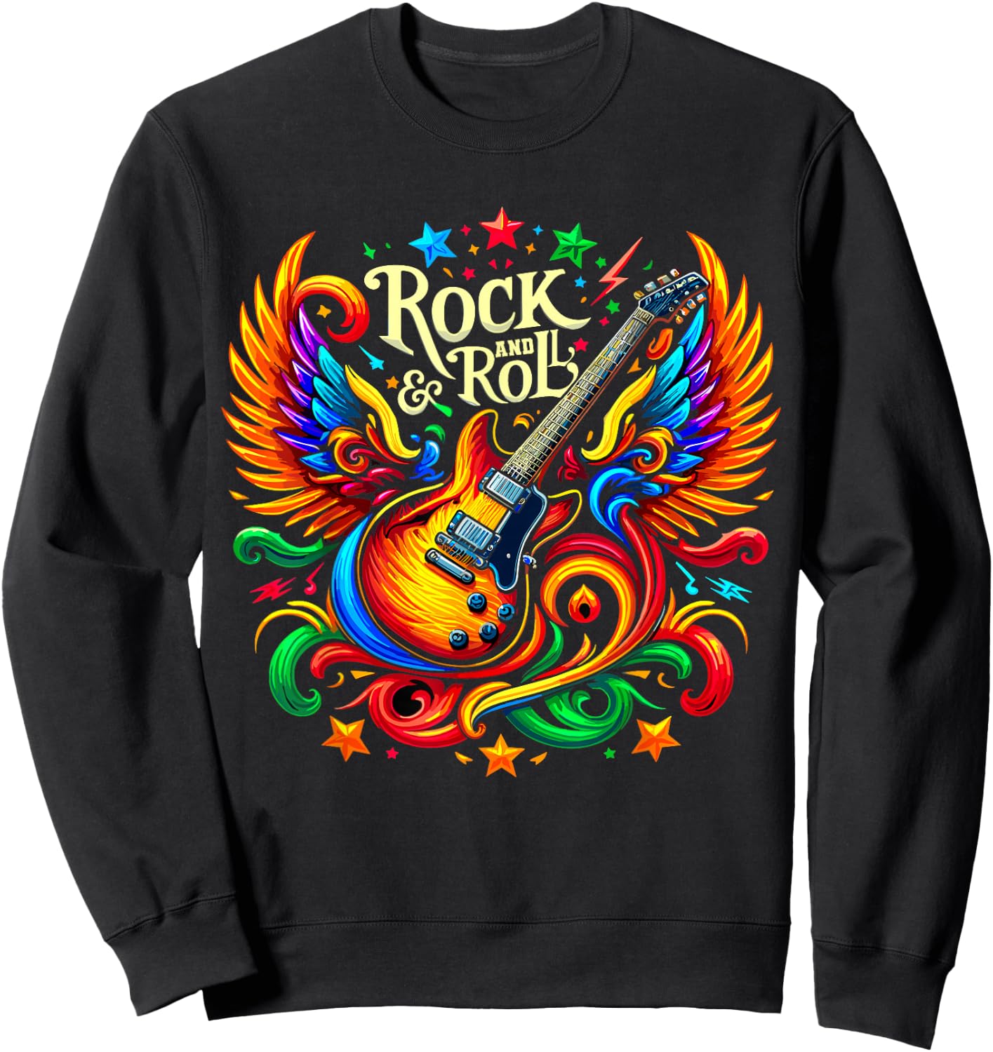 Rock and Roll Electric Guitar Band Guitarist , Small, Black Sweatshirt - Sweatshirt | Black