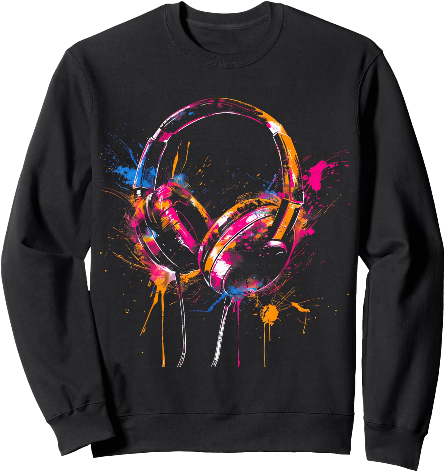 Headphones Music DJ Splash EDM Music Headphones Music Lover Sweatshirt - Sweatshirt | Black