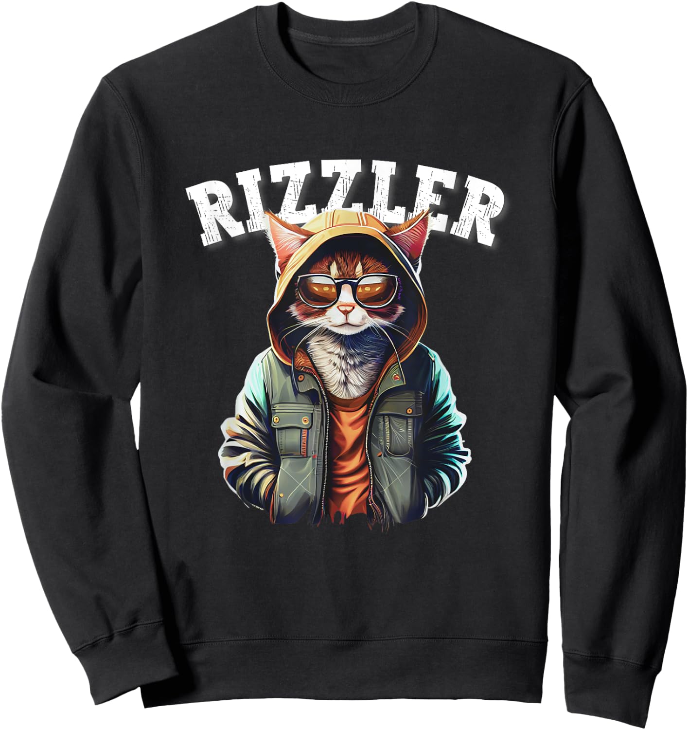 Rizzler Cat Funny W Rizz Meme Rizzler With The Rizz Teen Women Kids Sweatshirt - Sweatshirt | Black