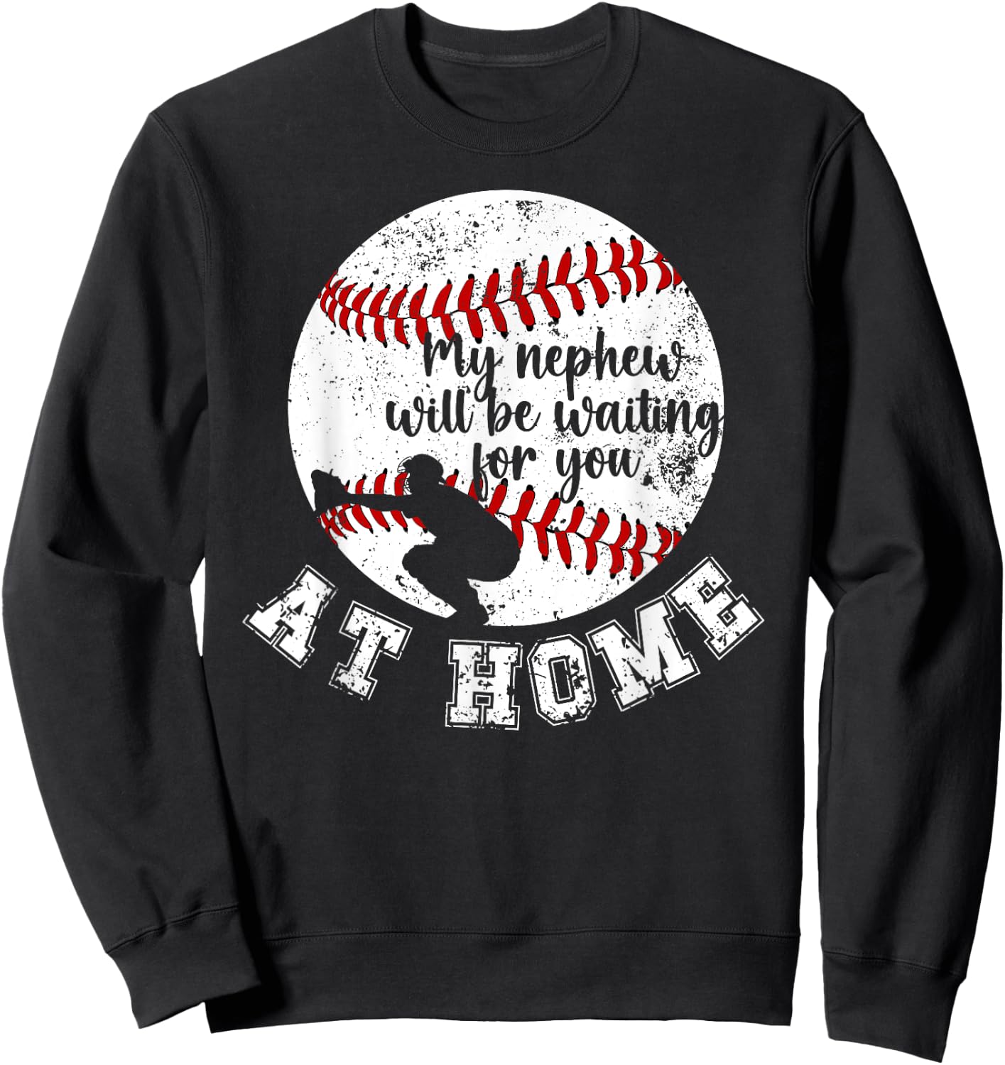 At Home Baseball Catcher Aunt Of A Baseball Catcher Auntie Sweatshirt - Sweatshirt | Black