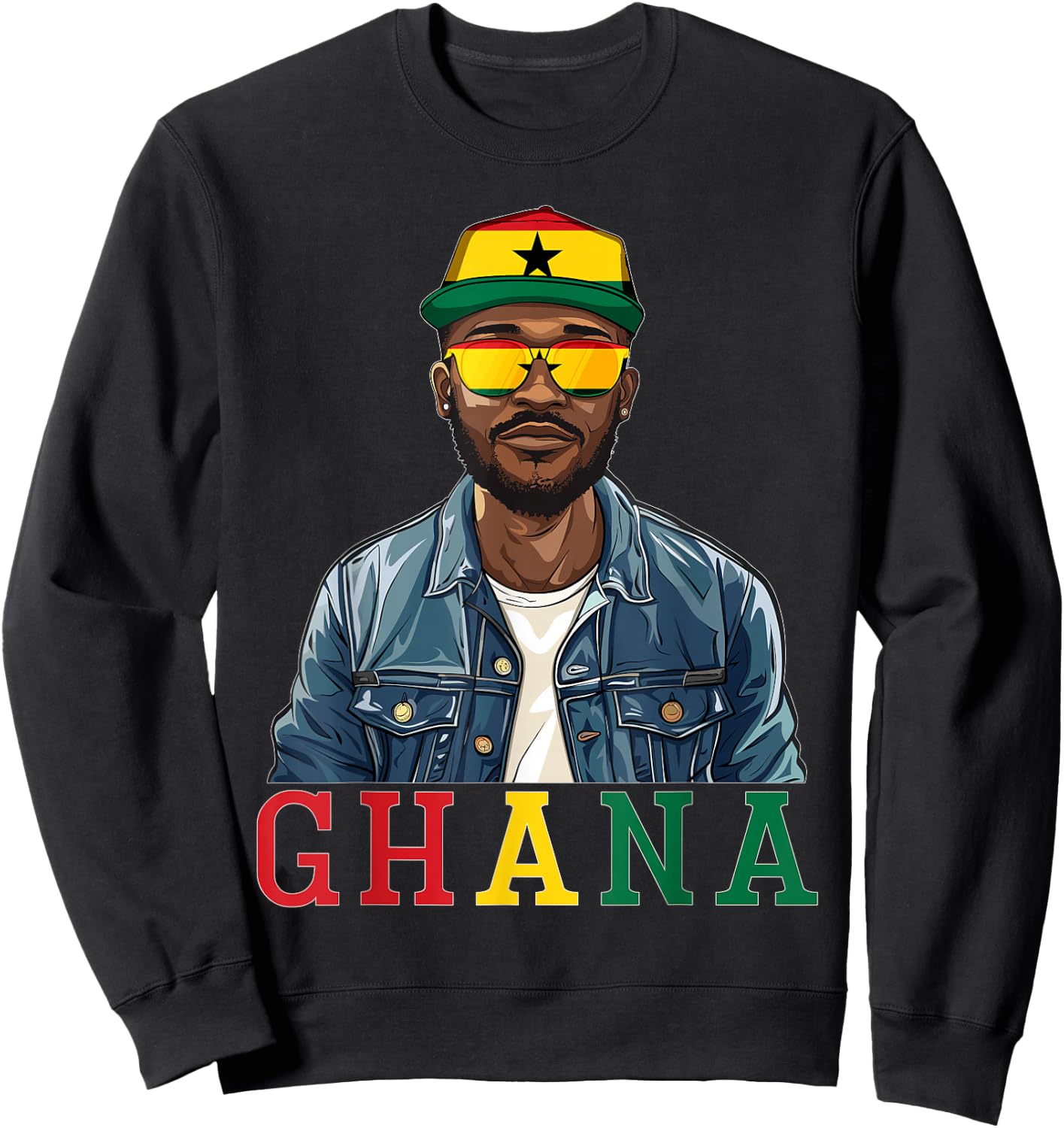 Ghana Flag Outfit for Man Souvenirs Coountry Ghanaian Sweatshirt - Sweatshirt | Black