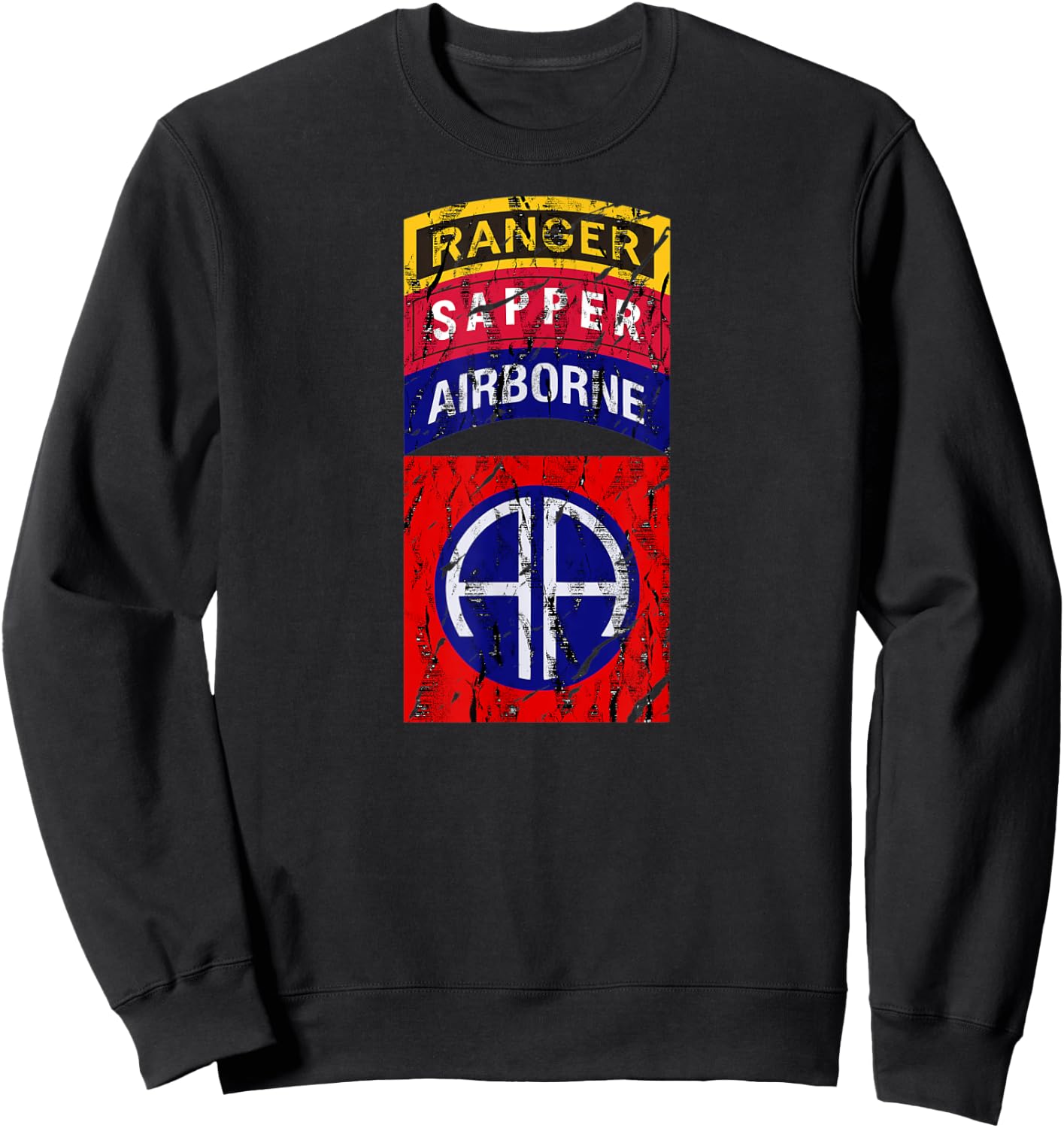 82nd Airborne Division Ranger Sapper Tab Shirt - Distressed Sweatshirt - Sweatshirt | Black