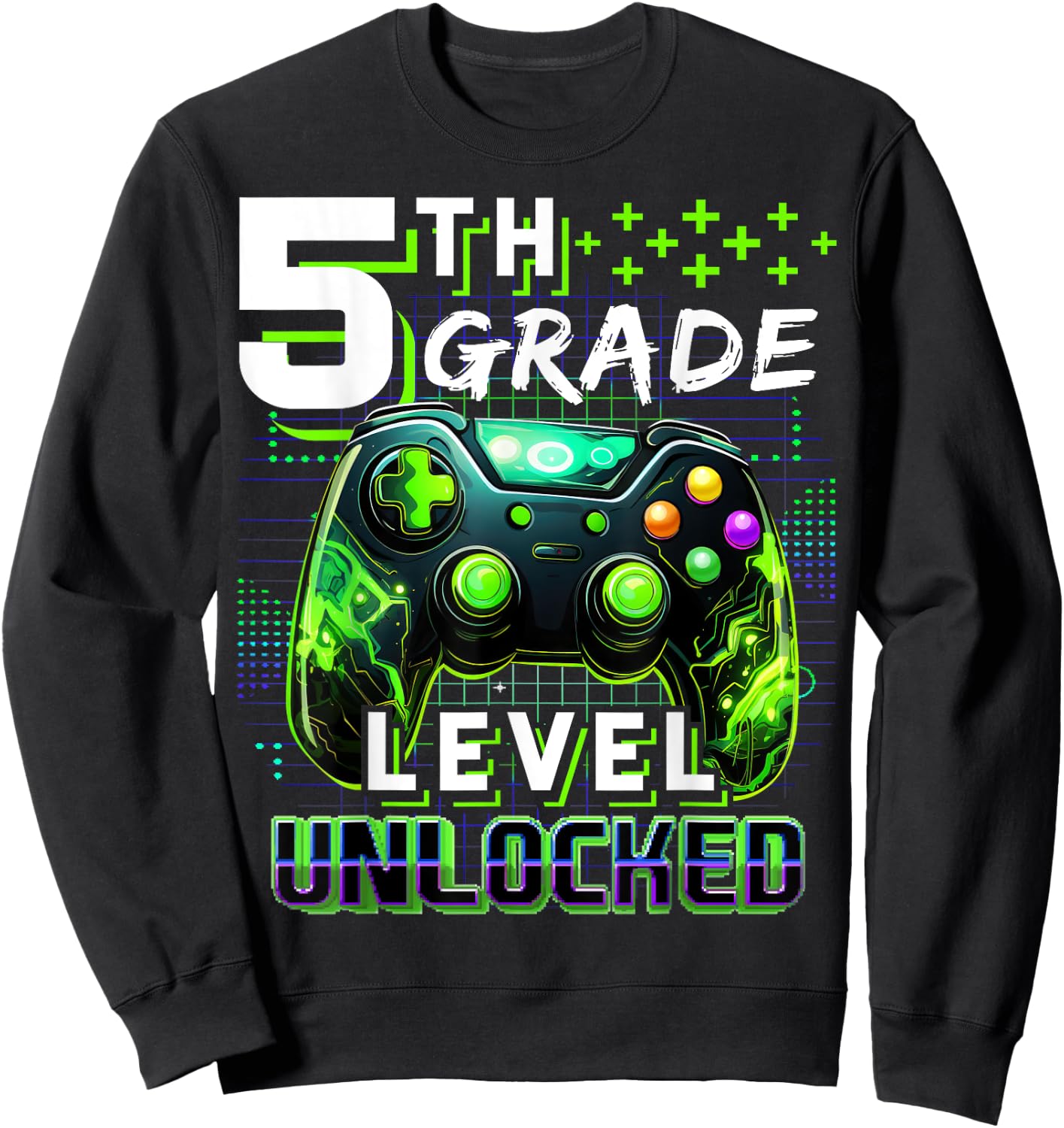 Back to School 5th Grade Boys Gamer First Day School Level Sweatshirt - Sweatshirt | Black