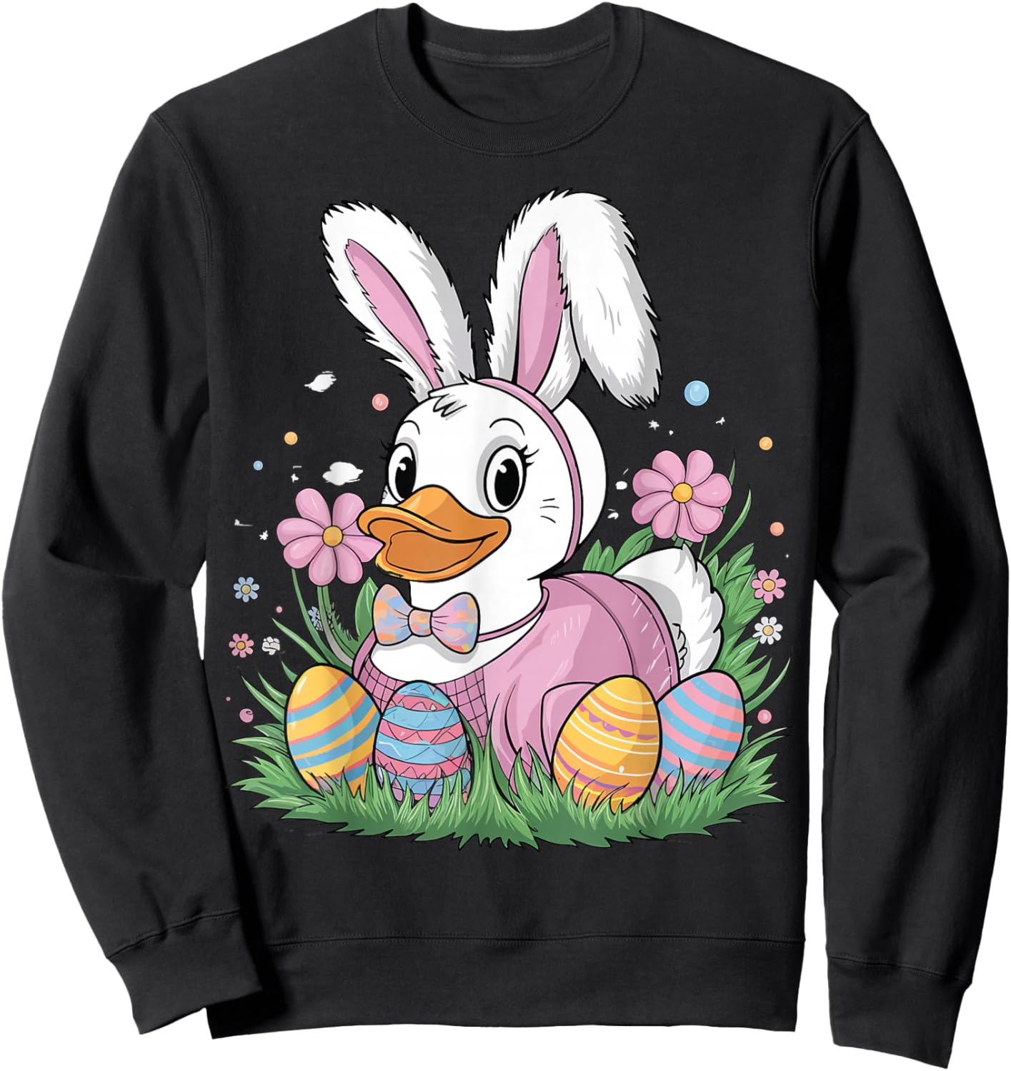 Child Easter Cartoon Rubber Duck Black Small Modern Classic Fit Short Sleeve Spring Sweatshirt - Sweatshirt | Black