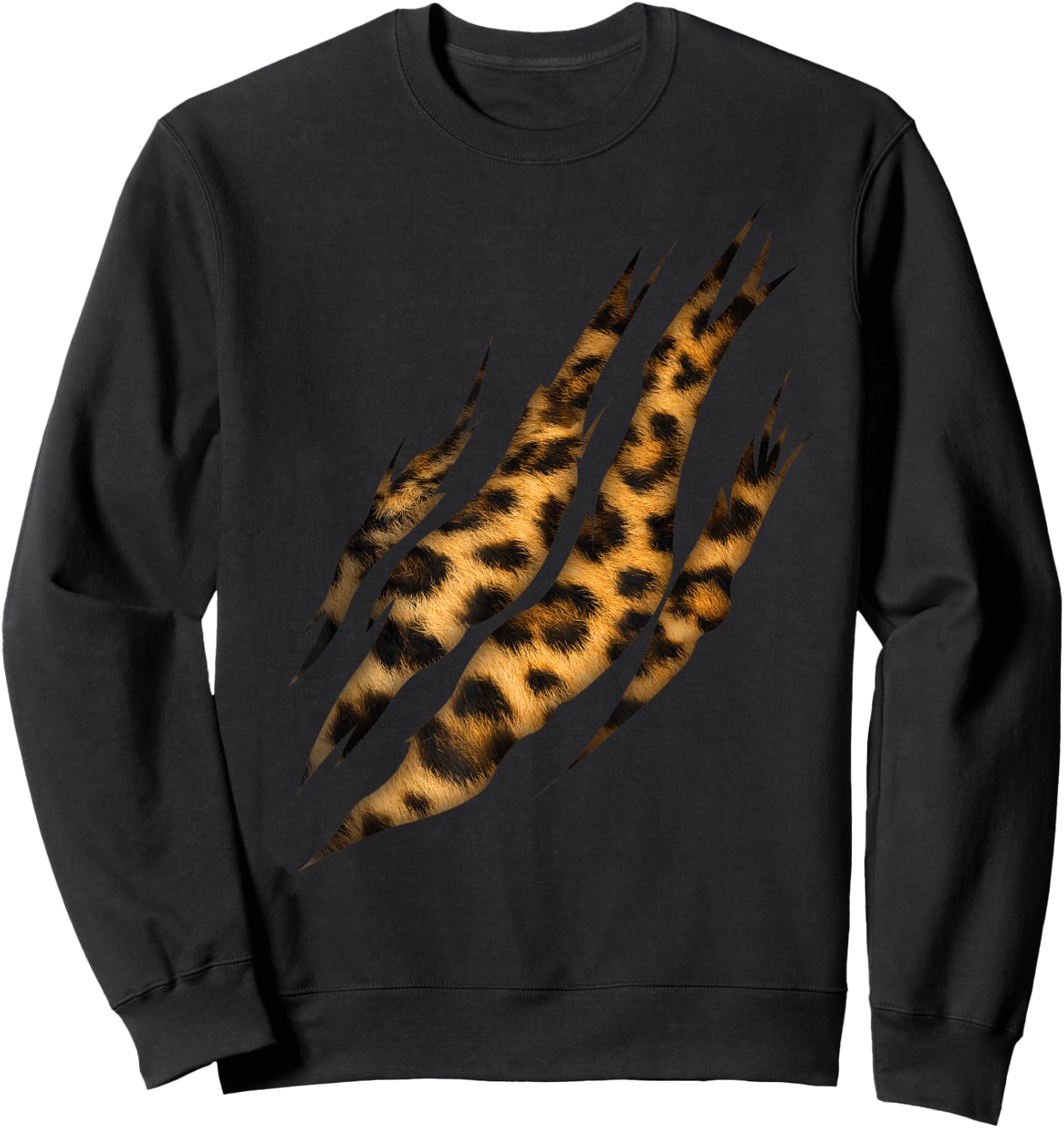 Leopard Skin Print Torn Claw Sweatshirt - Sweatshirt | Black