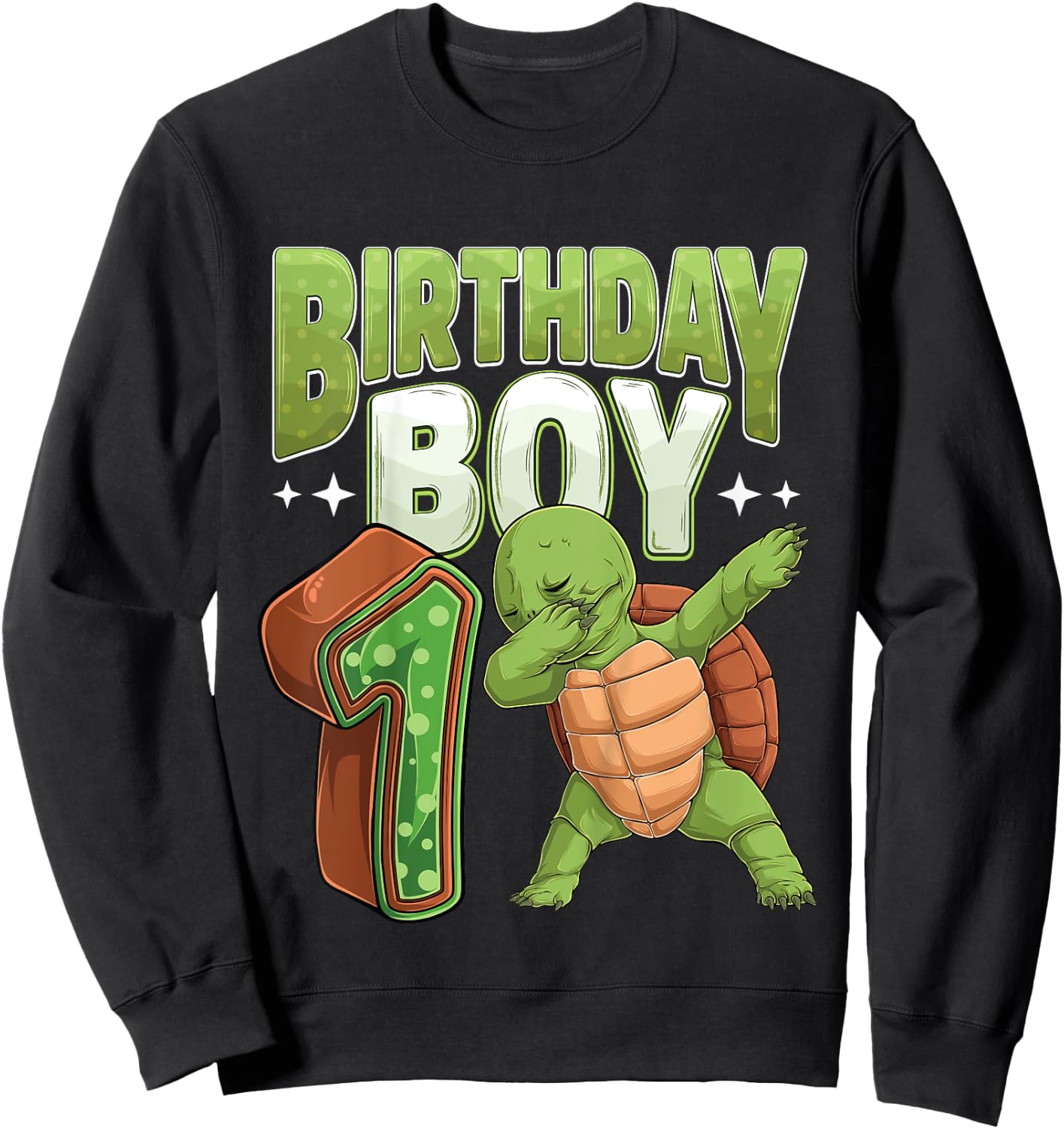 Kids 1 year old Turtle animal lovers 1st Birthday Boy Sweatshirt - Sweatshirt | Black