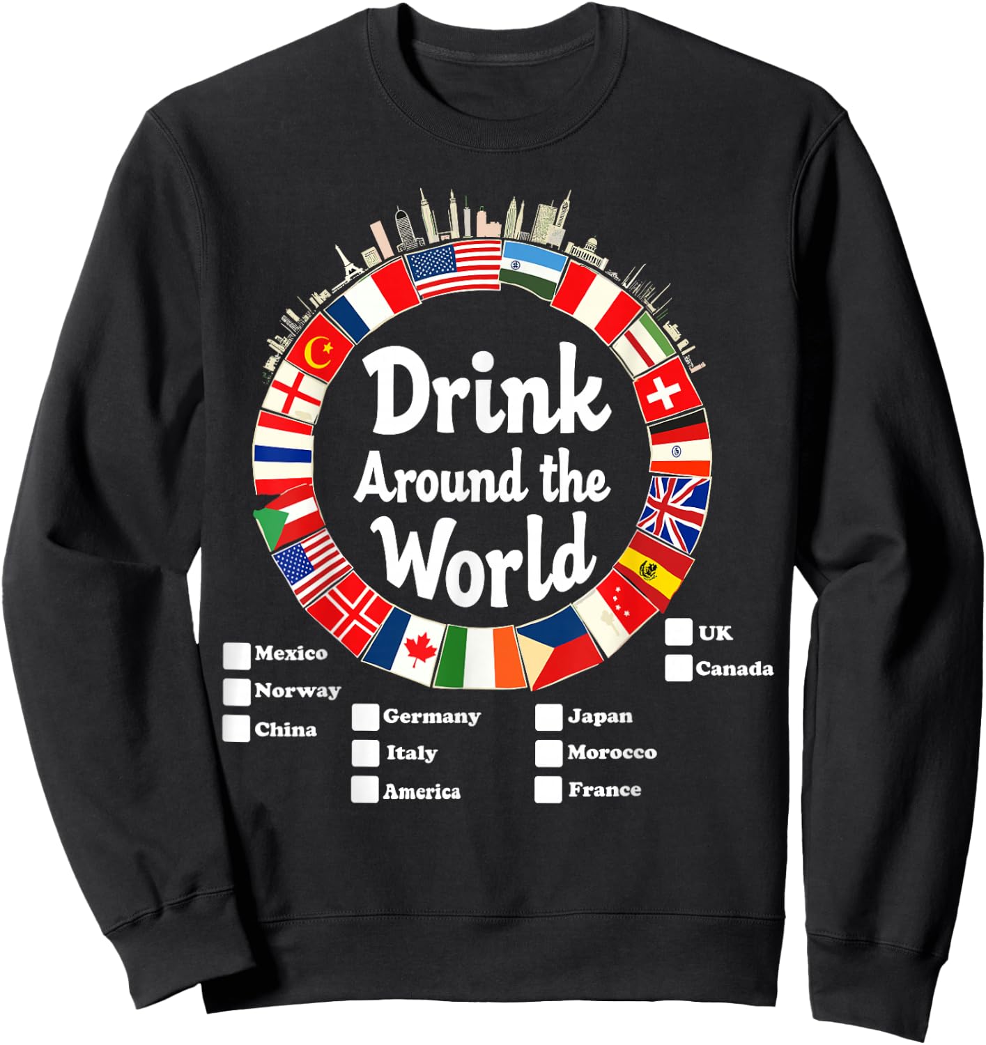 Adult Vacation Drinking Countries International National Sweatshirt - Sweatshirt | Black