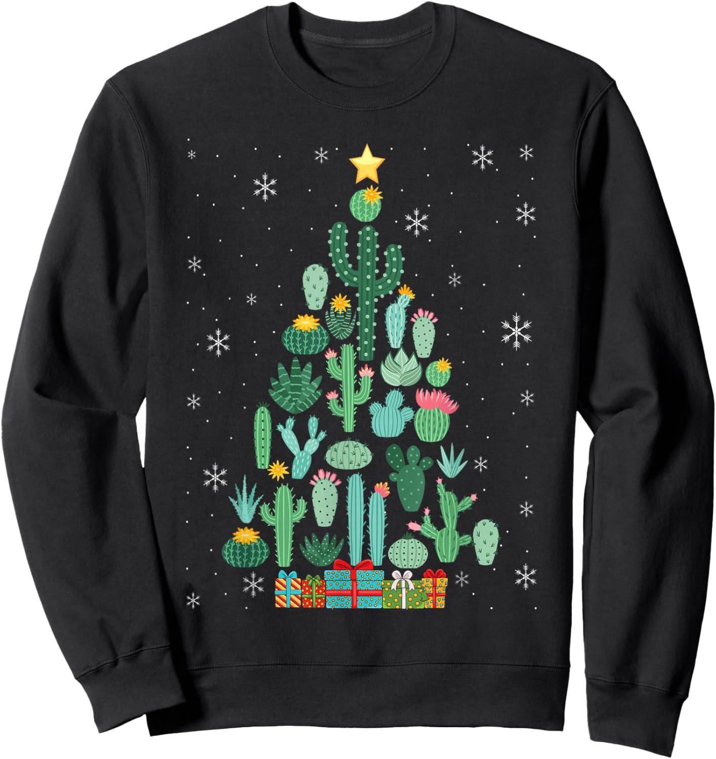 Funny Succulent Christmas Tree Cactus Gardener Sweatshirt - Sweatshirt | Black