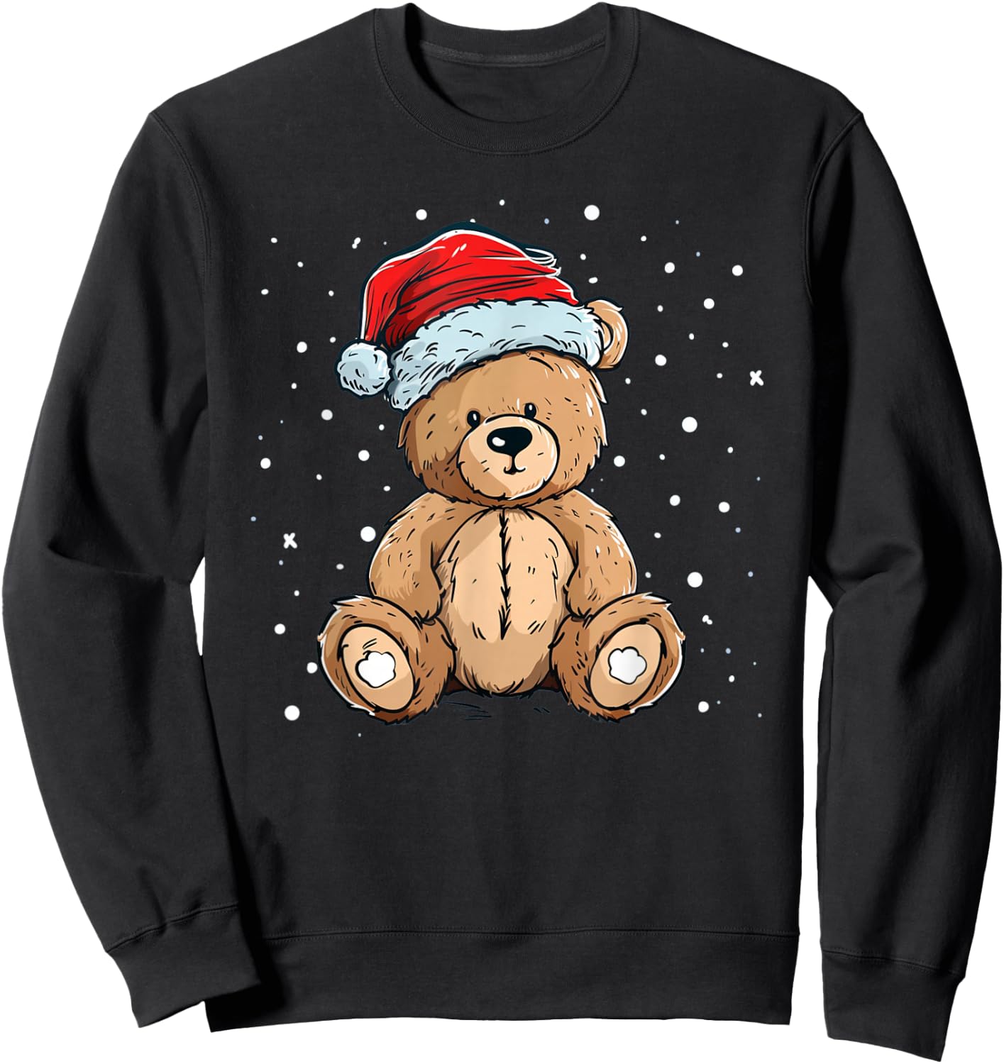 Pretty Cool Teddy with Santa Claus Hat for Bears and Xmas Sweatshirt - Sweatshirt | Black