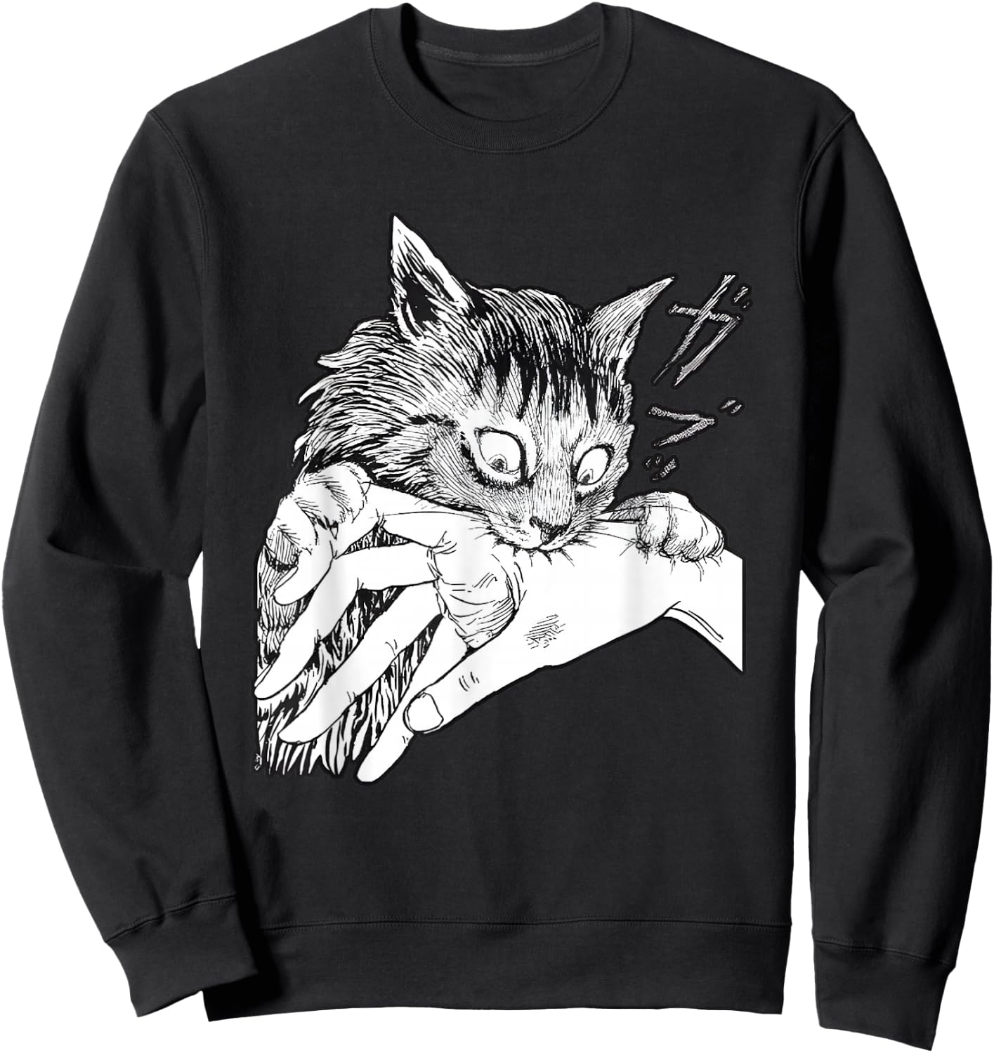 Cat Bite Funny Women Sweatshirt - Sweatshirt | Black