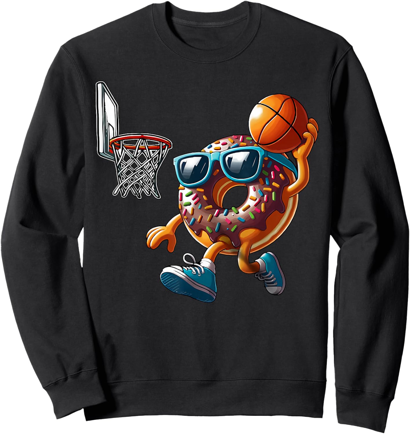 Dunking Donut Hole Food Champ Basketball Game Sport Player Sweatshirt - Sweatshirt | Black