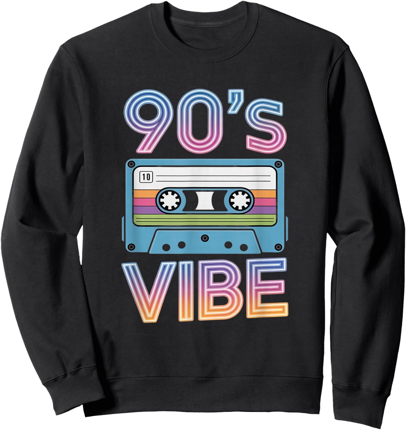 90’s Vibe Retro Cassette Tape Vintage 90s Aesthetic Art Sweatshirt - Sweatshirt | Black