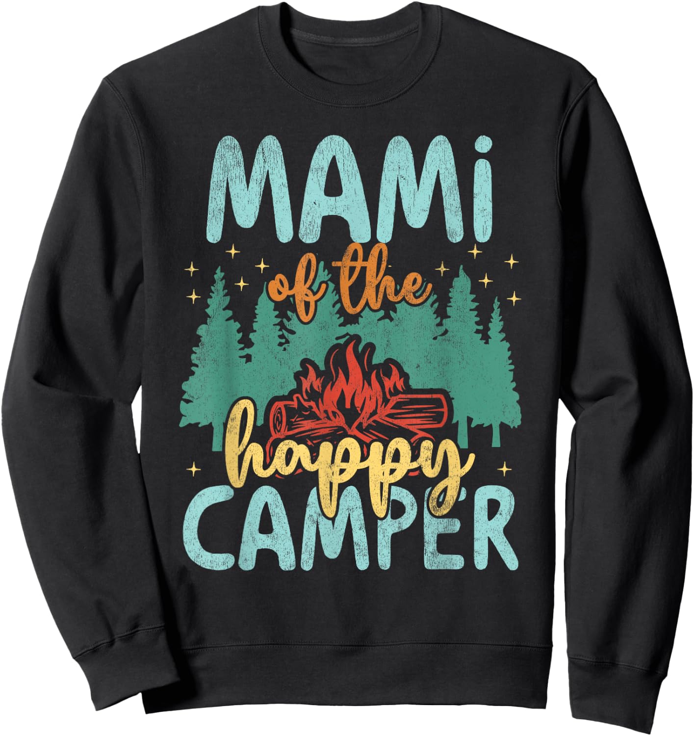 Mami of Happy Camper 1st Birthday Party Retro Mami Sweatshirt - Sweatshirt | Black