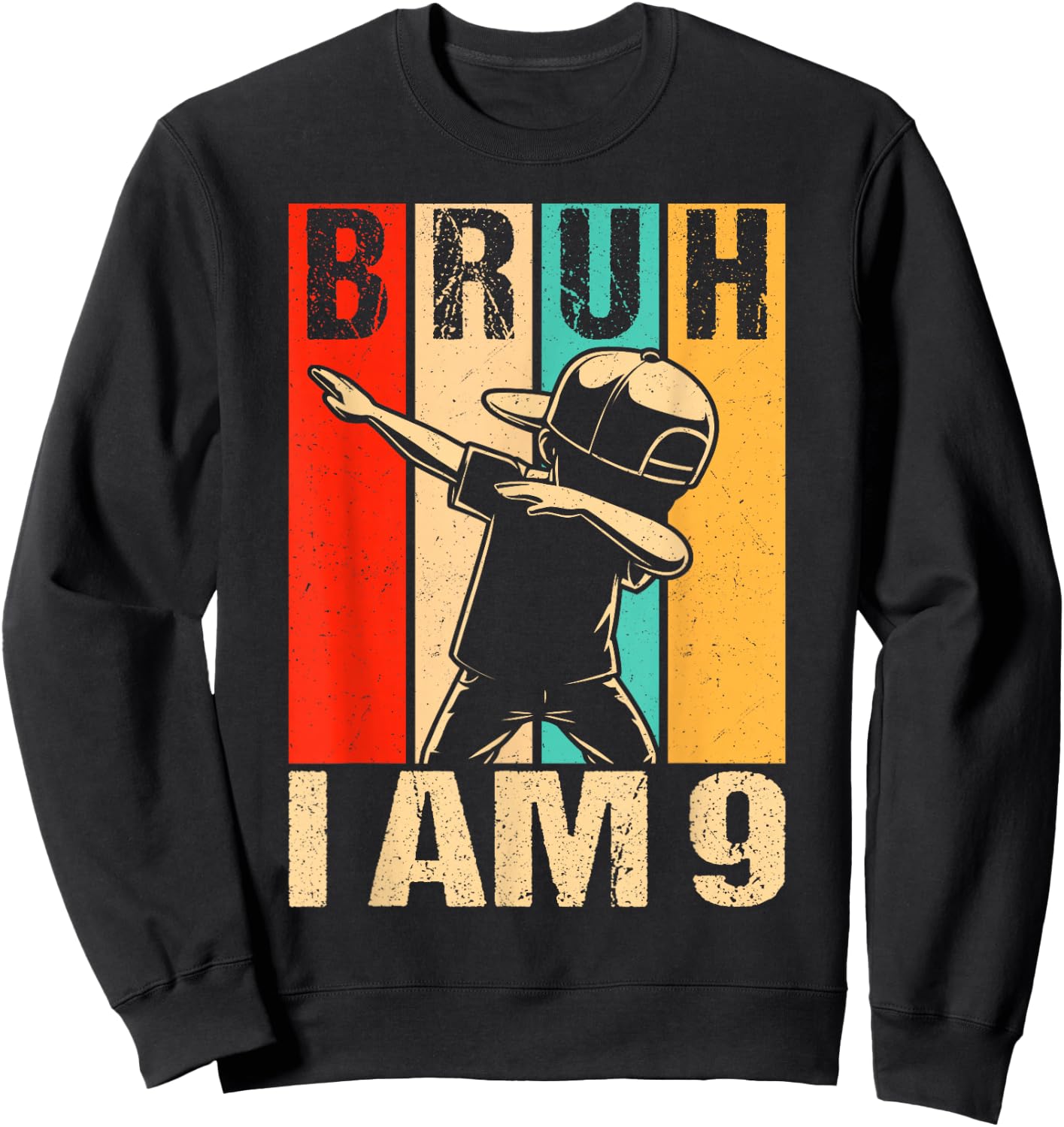 9 Year Old Birthday Dabbing Boy Bruh It's My 9th Birthday Sweatshirt - Sweatshirt | Black