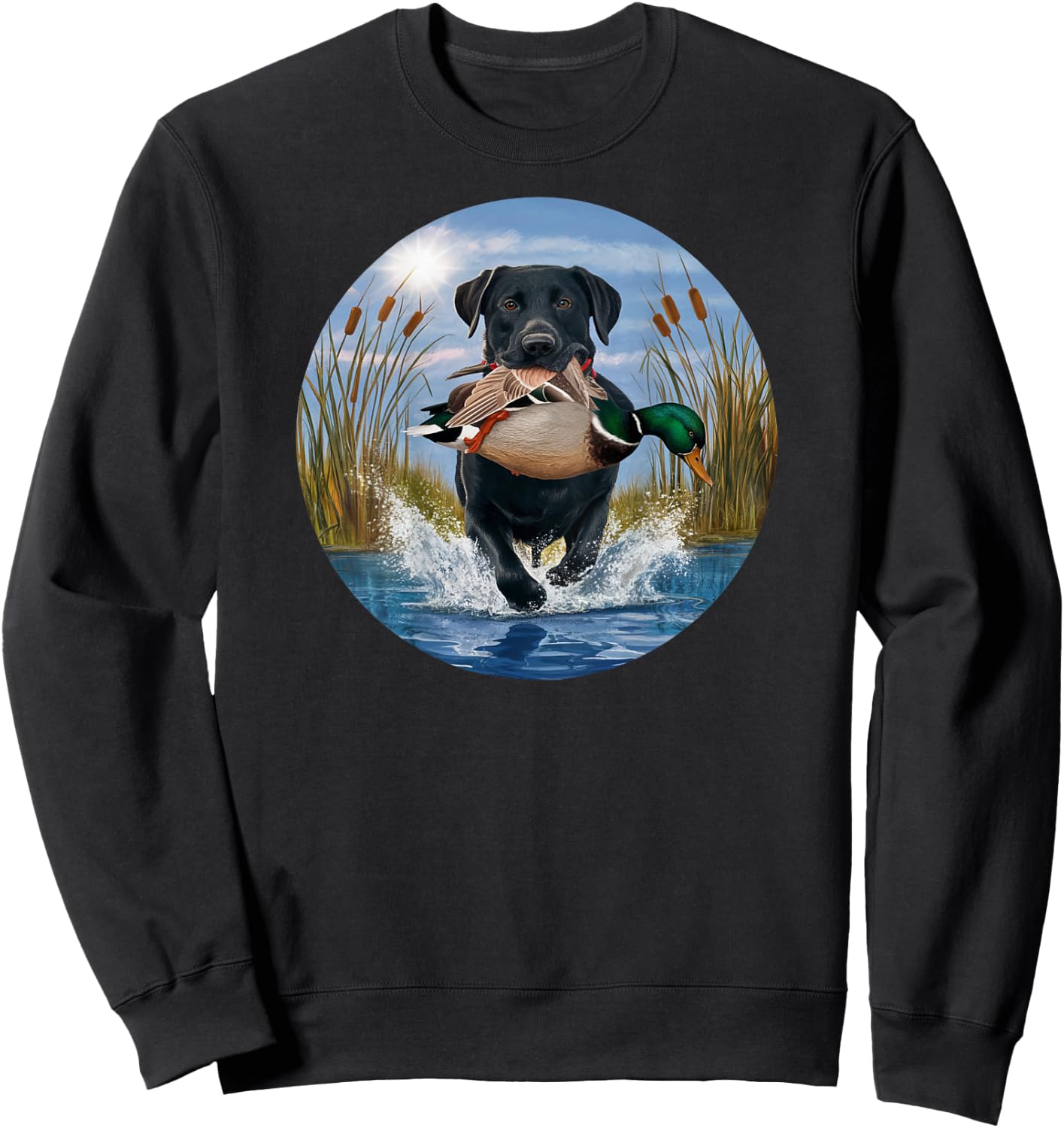 Black Lab Labrador Hunting Ducks Waterfowl Yellow lab Sweatshirt - Sweatshirt | Black