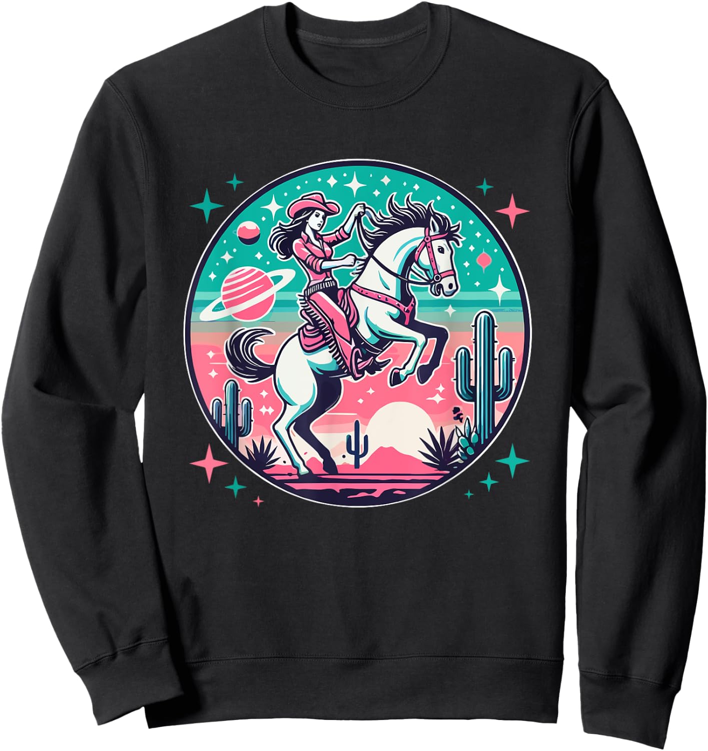 Space Cowgirl Outfit Cosmic Costume Galactic Western Riding Sweatshirt - Sweatshirt | Black