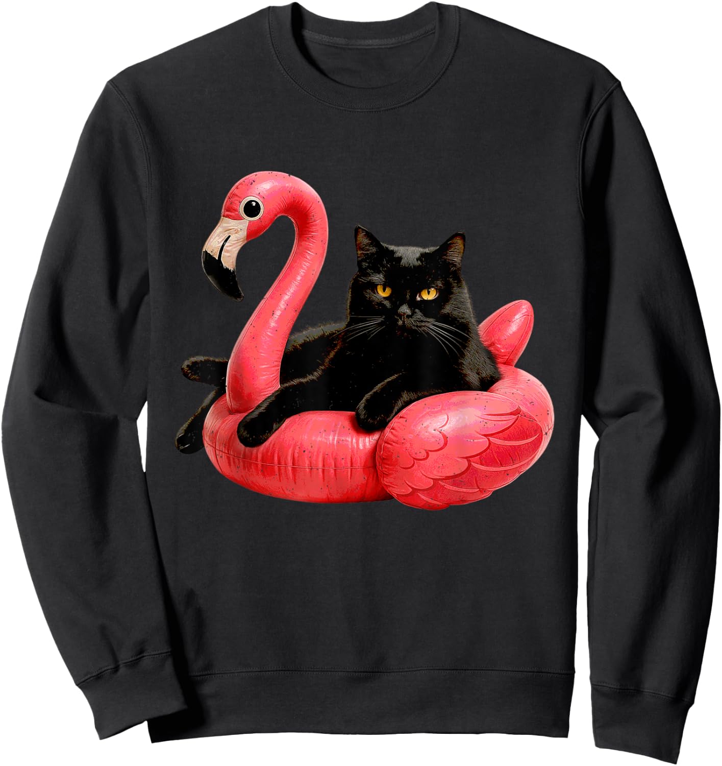 Black Cat Flamingo Kitten Lover Feline Pet Owner Kitty Sweatshirt - Sweatshirt | Black
