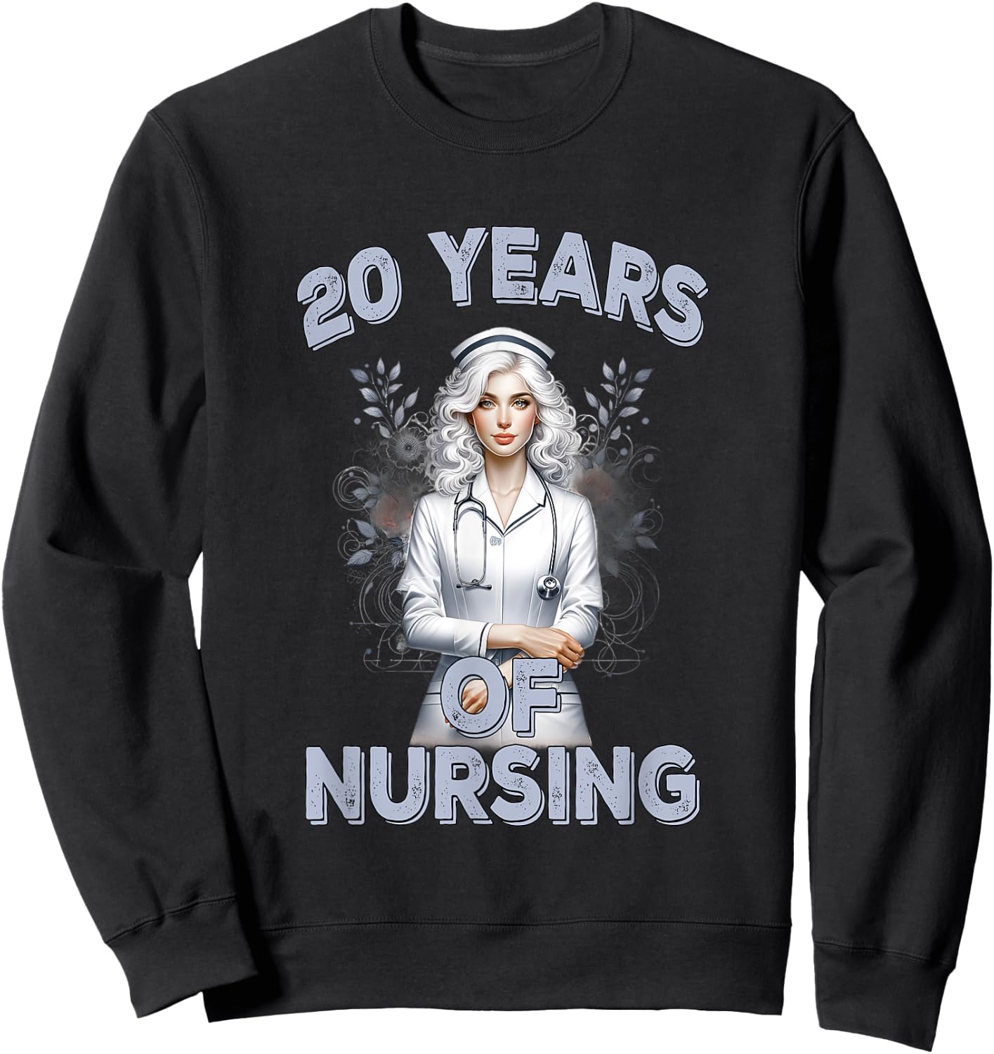 20 Years of Nursing Anniversary Celebration Nurse Scrubs Sweatshirt - Sweatshirt | Black