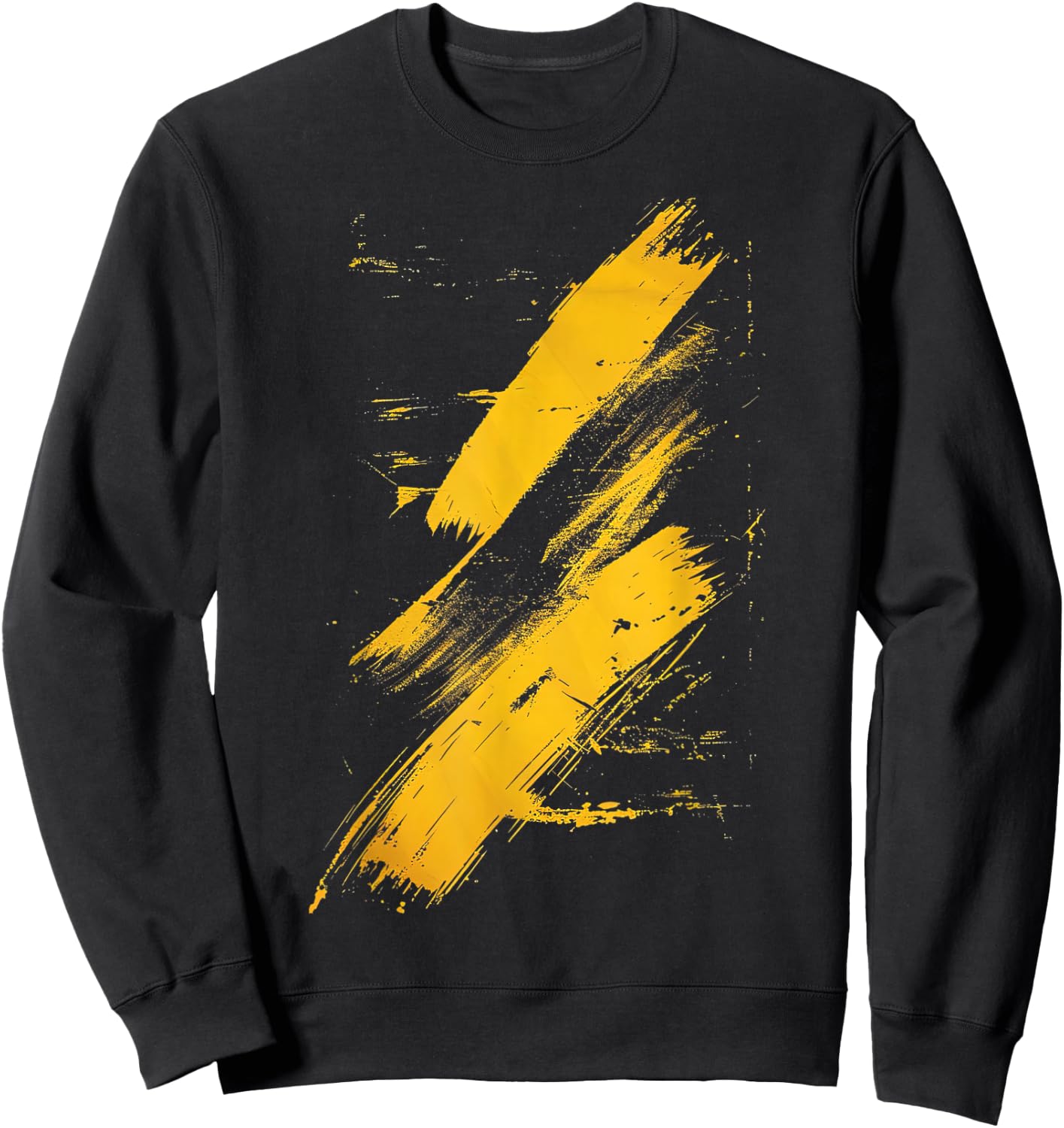Yellow and Black Brushstrokes Graphic Sweatshirt - Sweatshirt | Black